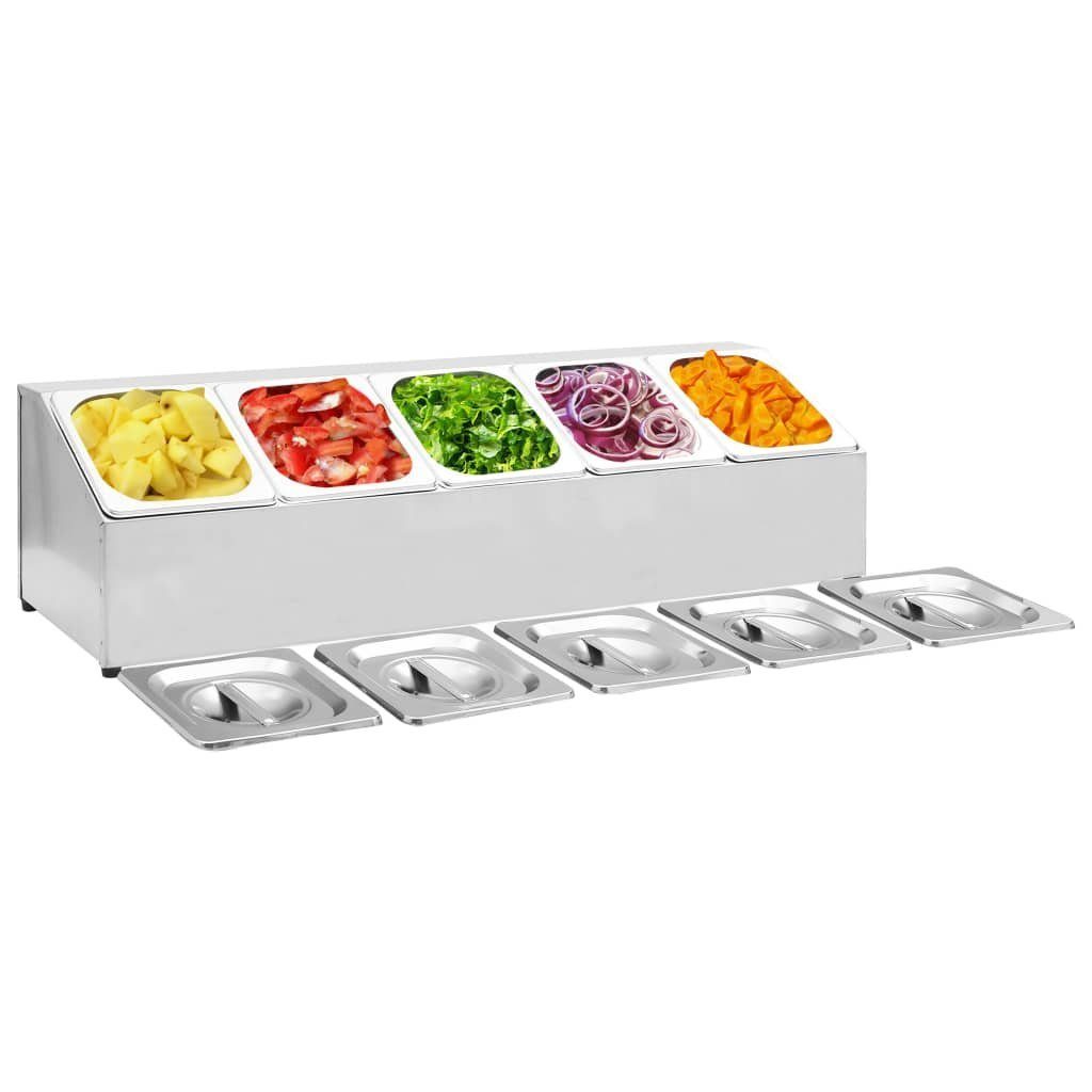 vidaXL Küchenregal Gastronorm-Ständer mit 5 GN 1/6 Behältern Edelstahl, 1-tlg.