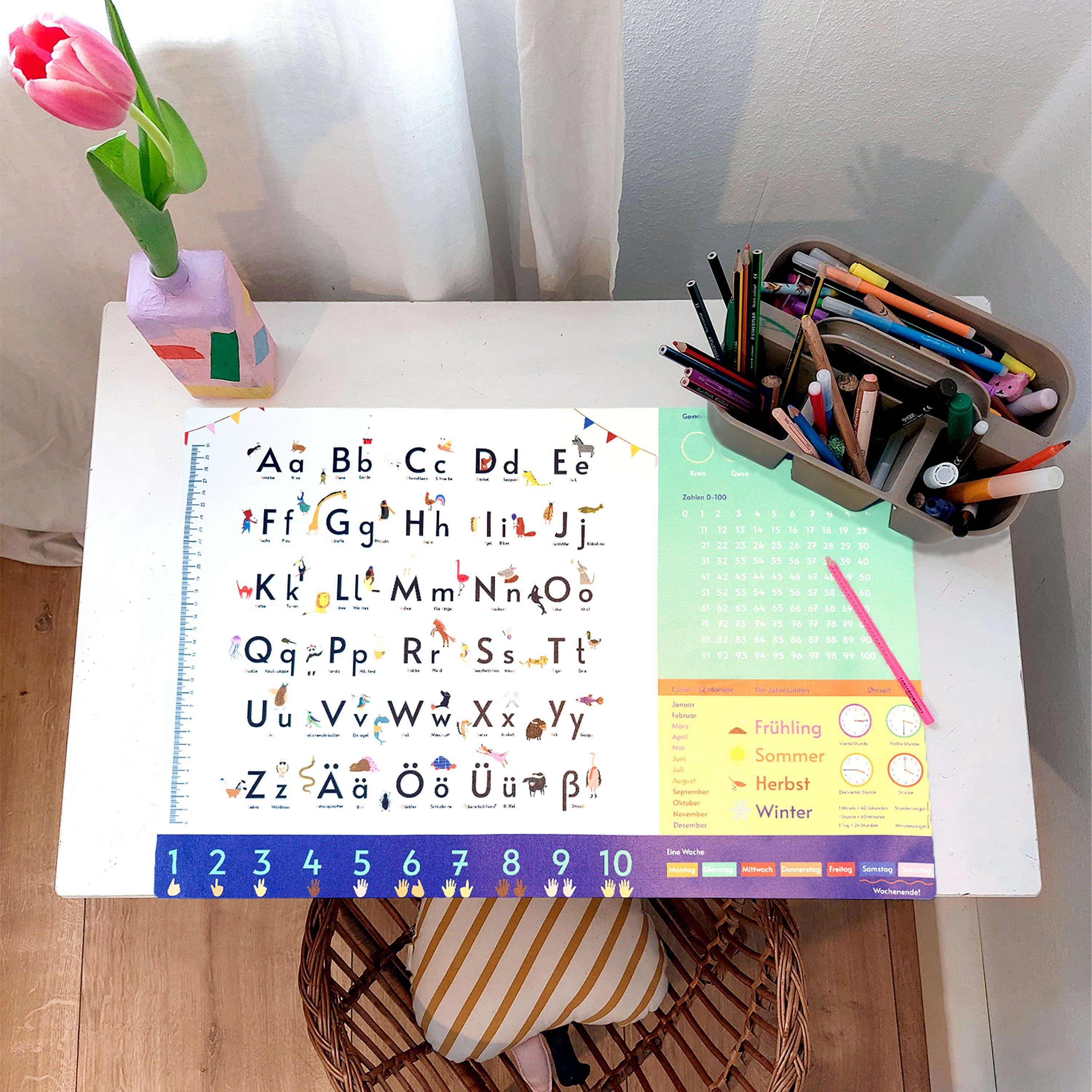 Close Up Schreibtischunterlage Alphabet Schreibtischunterlage blau für Kinder 60 x 40 cm – Bild 3 von 5