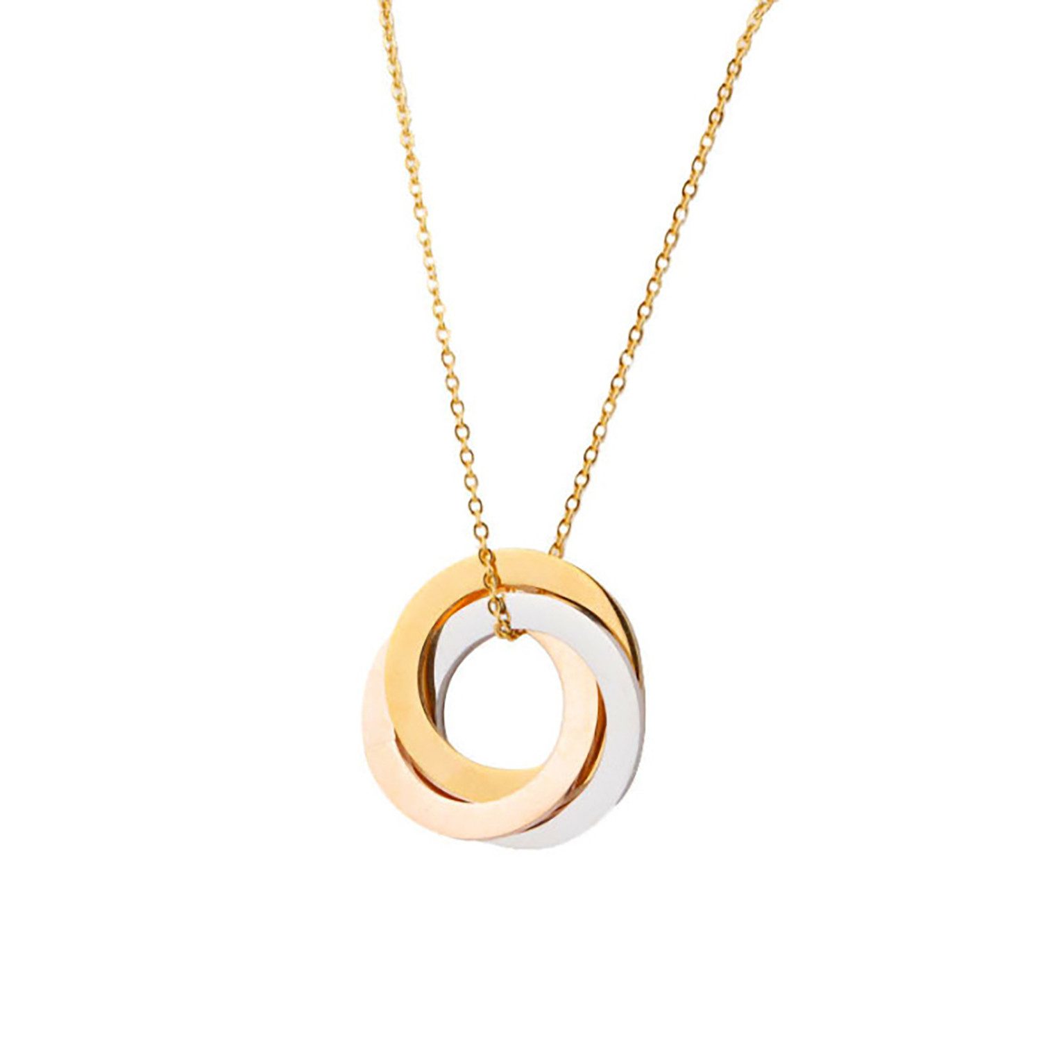 Kette mit Anhänger 18K Roségold Gold Silber vergoldet Edelstahl Kette Ringanhänger Ring