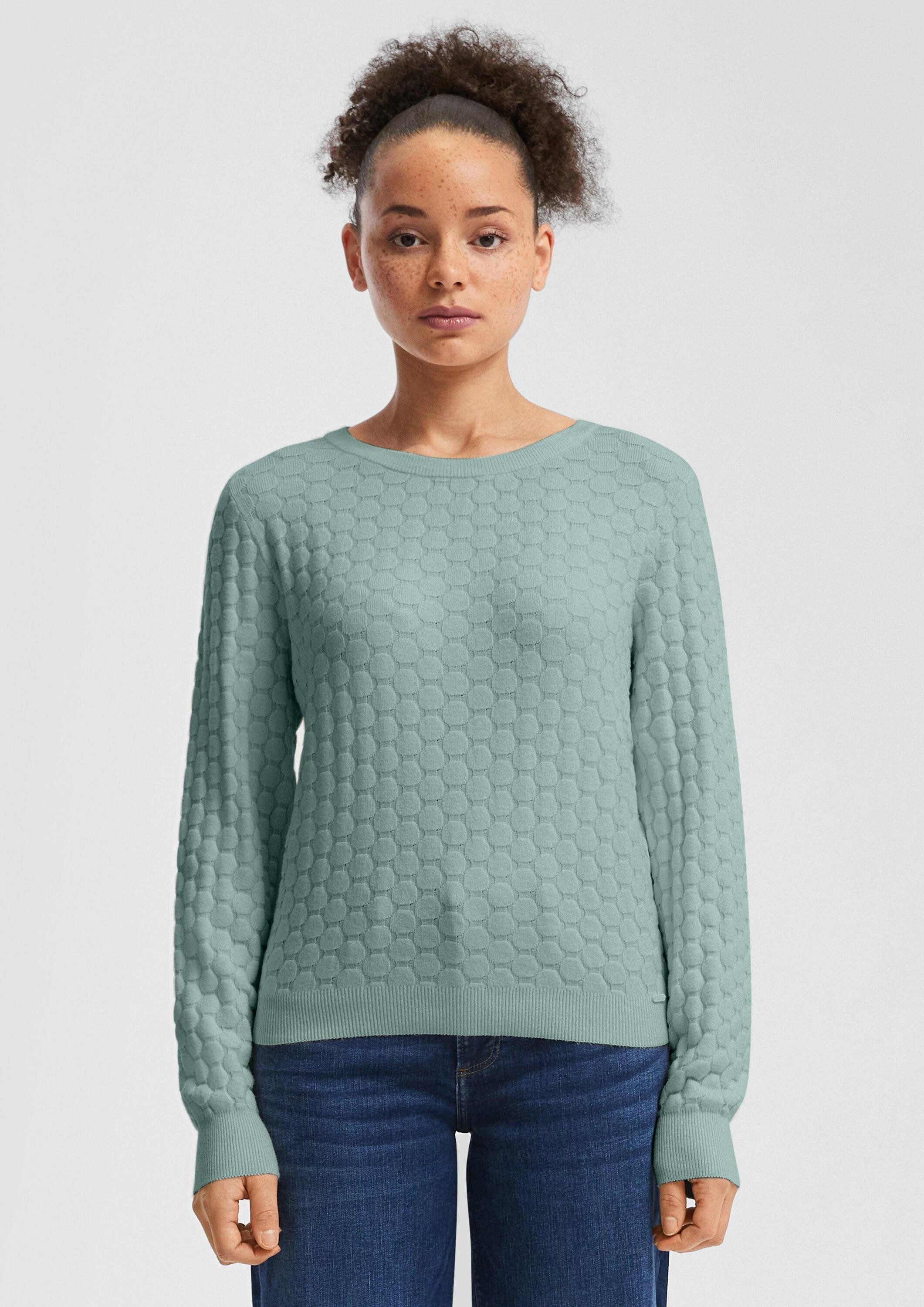 QS Longpullover Strickpullover Strukturierter Pullover