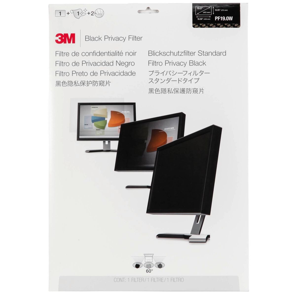 Displayschutzfolie PF190W1B Blickschutzfilter Black für 48,3cm 16:10