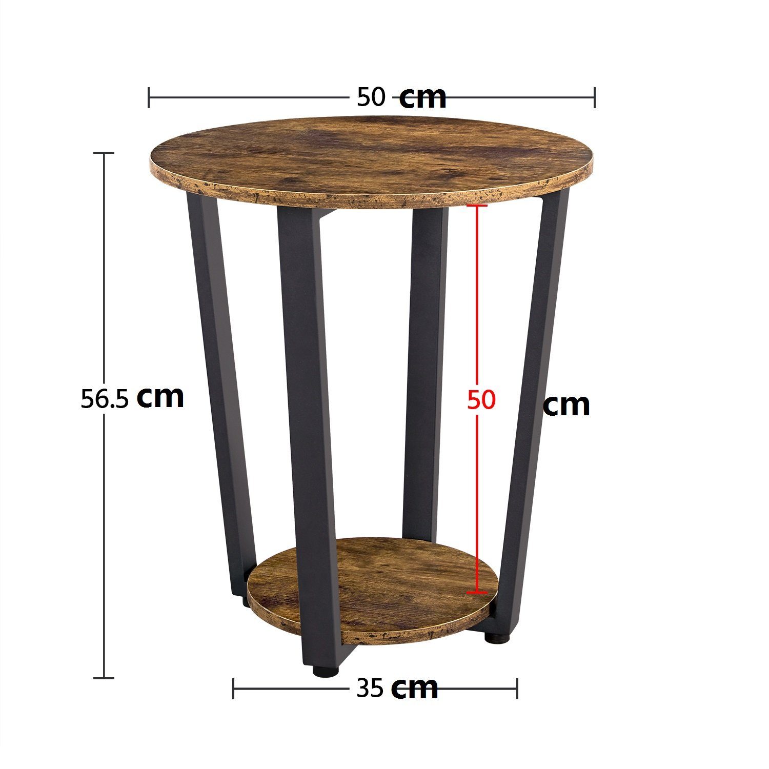 Rustic Ablagefach mit Beistelltisch, Yaheetech Braun Sofatisch Kaffeetisch