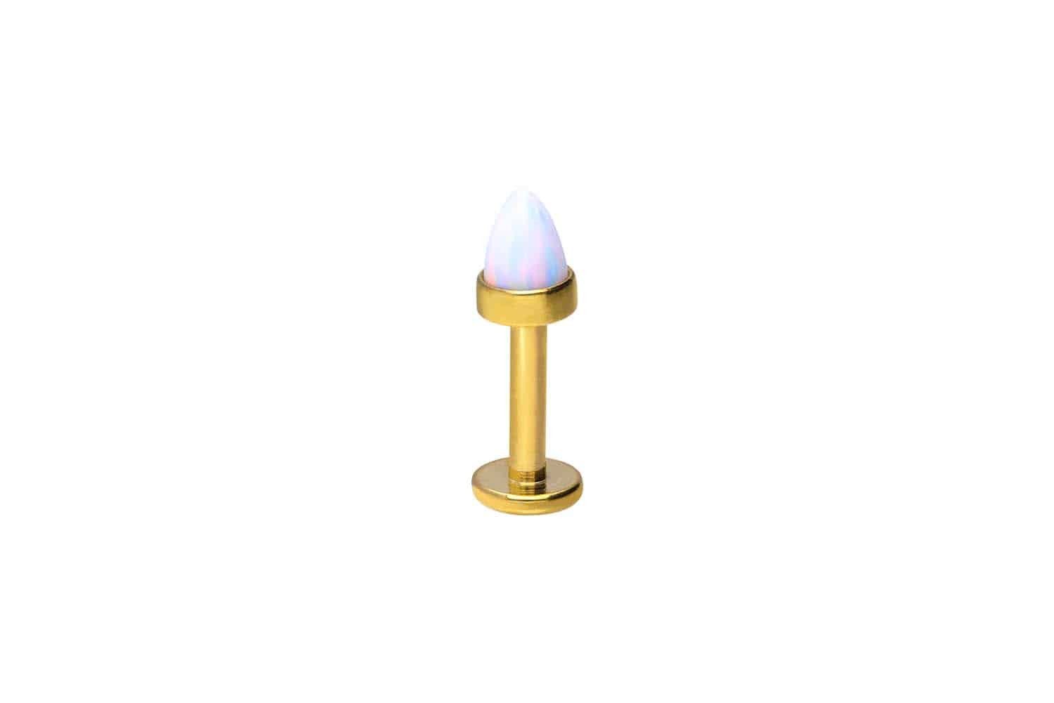Piercing-Set Chirurgenstahl Labret mit Innengewinde OPALSPITZE