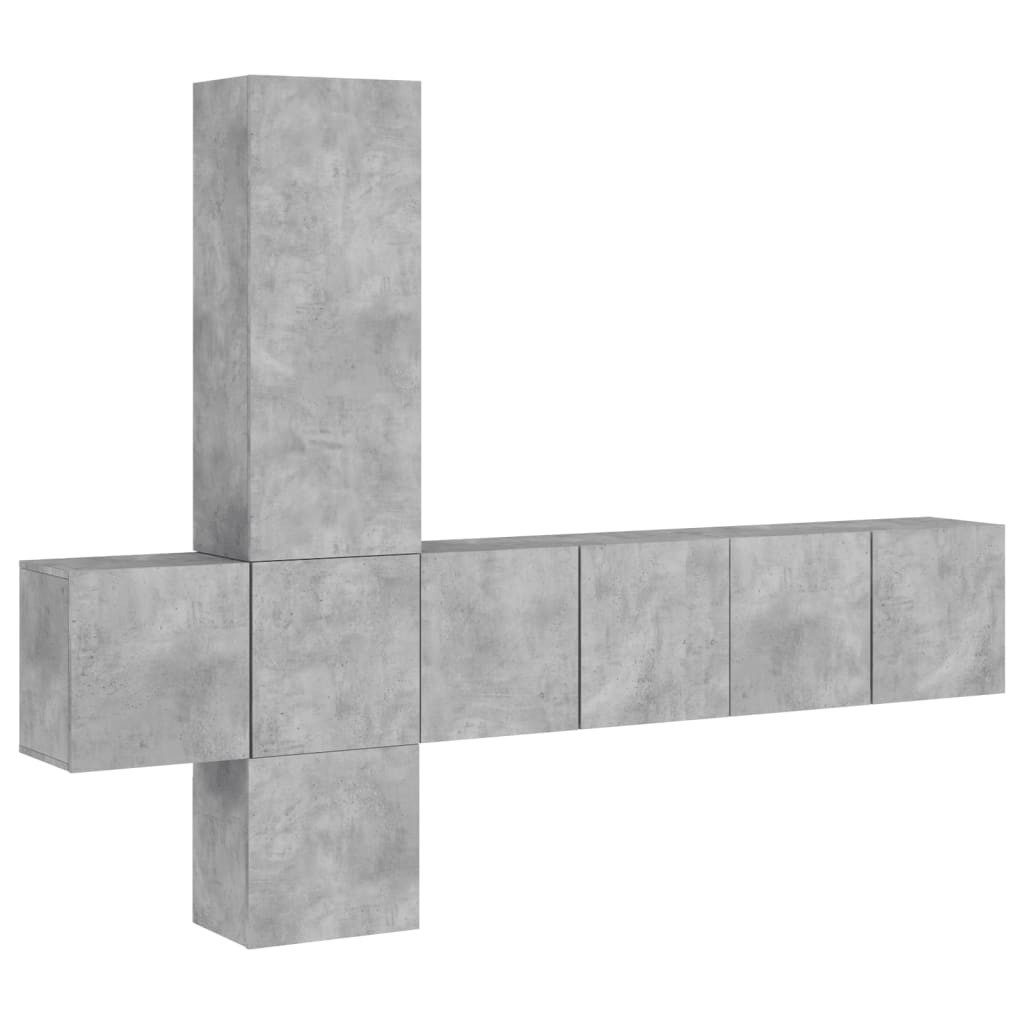 vidaXL TV-Wand 5-tlg. Wohnwand Betongrau Holzwerkstoff, (1-St)