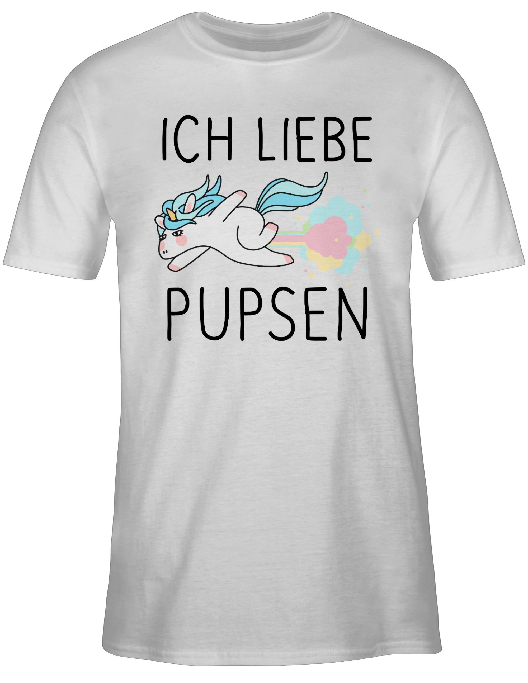 - 2 Shirtracer Weiß Lustig Geschenk Pups T-Shirt Furtz Fürze liebe Einhorn Ich Einhorn Geschenk pupsen