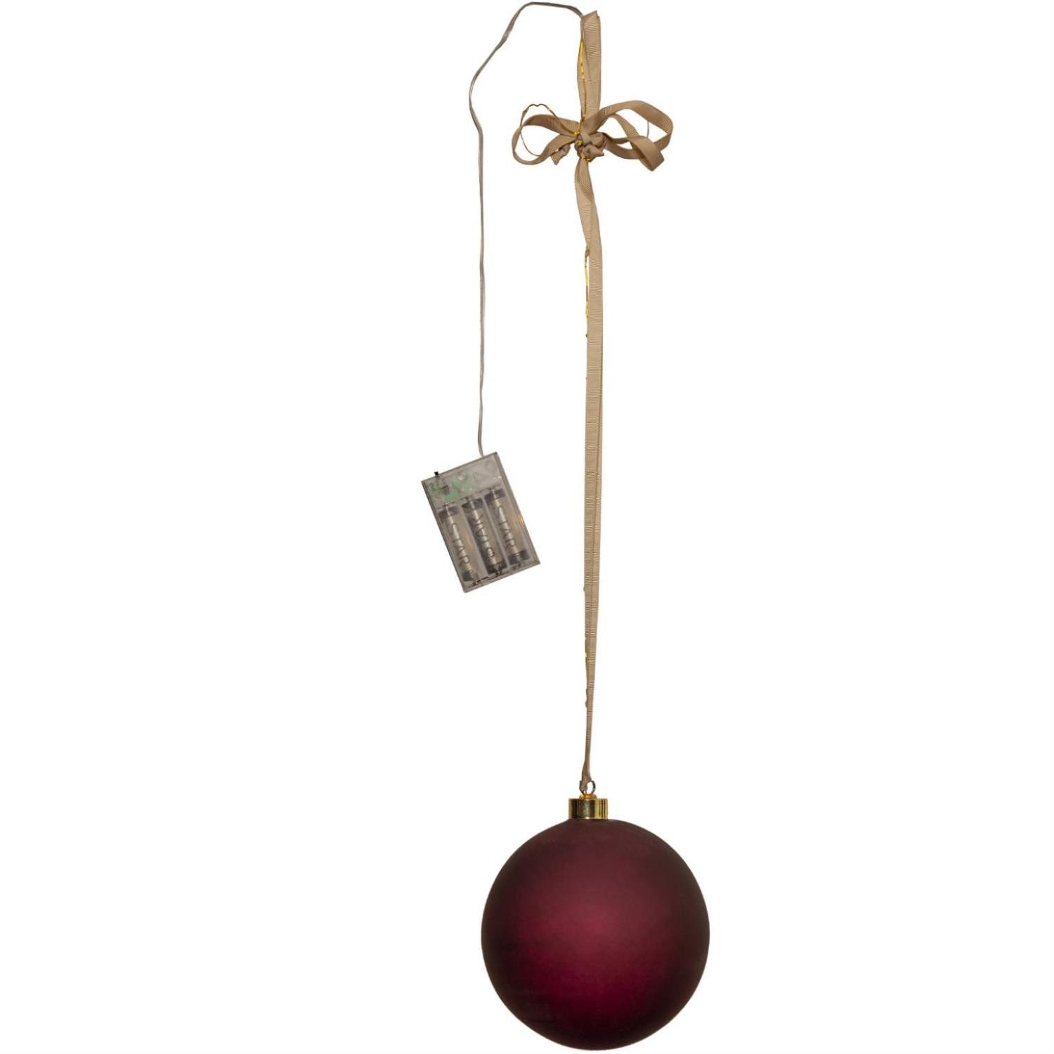 MARELIDA Weihnachtsbaumkugel LED Weihnachtskugel beleuchtete Christbaumkugel Glas Timer rot 15cm (1 St)