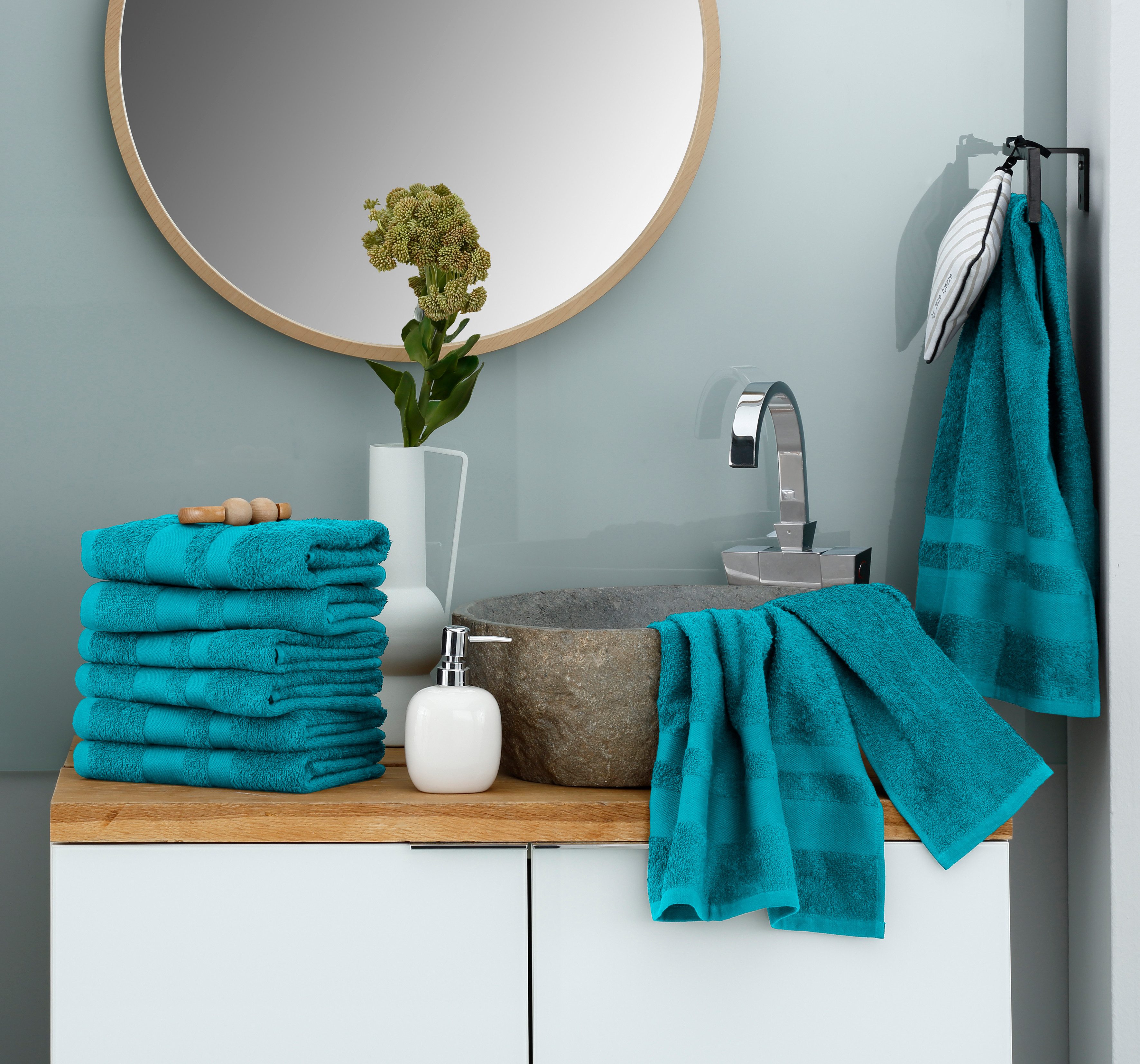OTTO home Handtücher Vanessa, 8 Handtücher, 50x100cm, in Standard- und Premium-Qualität, Walkfrottee (Set, 8-St), Handtücher mit Bordüre, 100% Baumwolle, einfarbig, weich