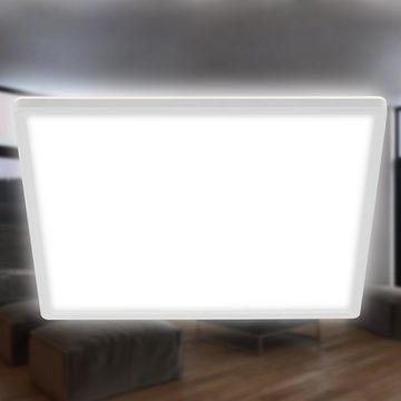 Briloner Leuchten LED Panel 7158-416, ultraflach, indirektes Licht, LED fest verbaut, Neutralweiß, Deckenlampe, 42x42x2,9cm, Weiß, 22W, Wohnzimmer, Schlafzimmer, Küche