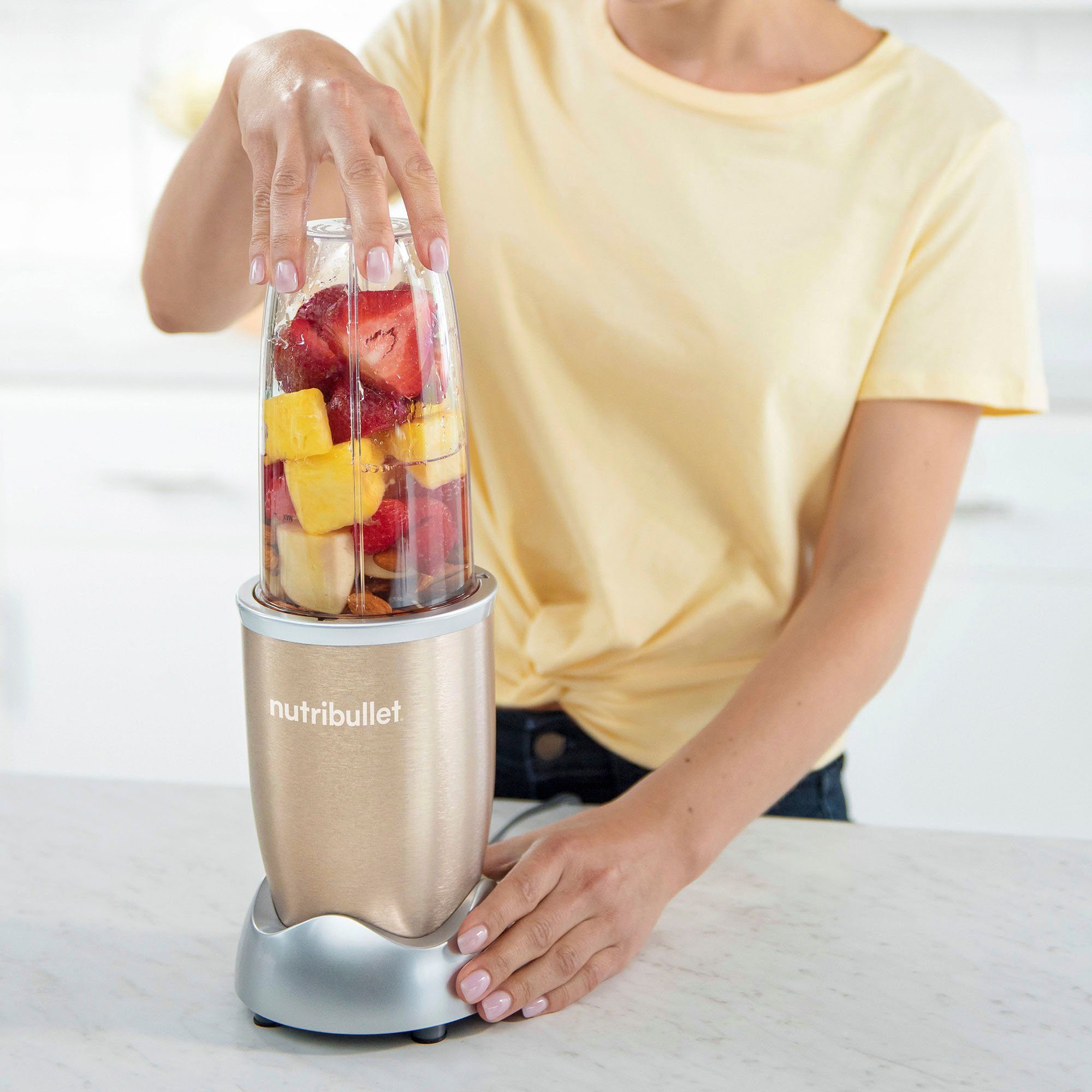 Champagner 2 Standmixer, 900 inkl. nutribullet Smoothie-Maker W, Trinkbecher, NB907CP, Multifunktionsmixer