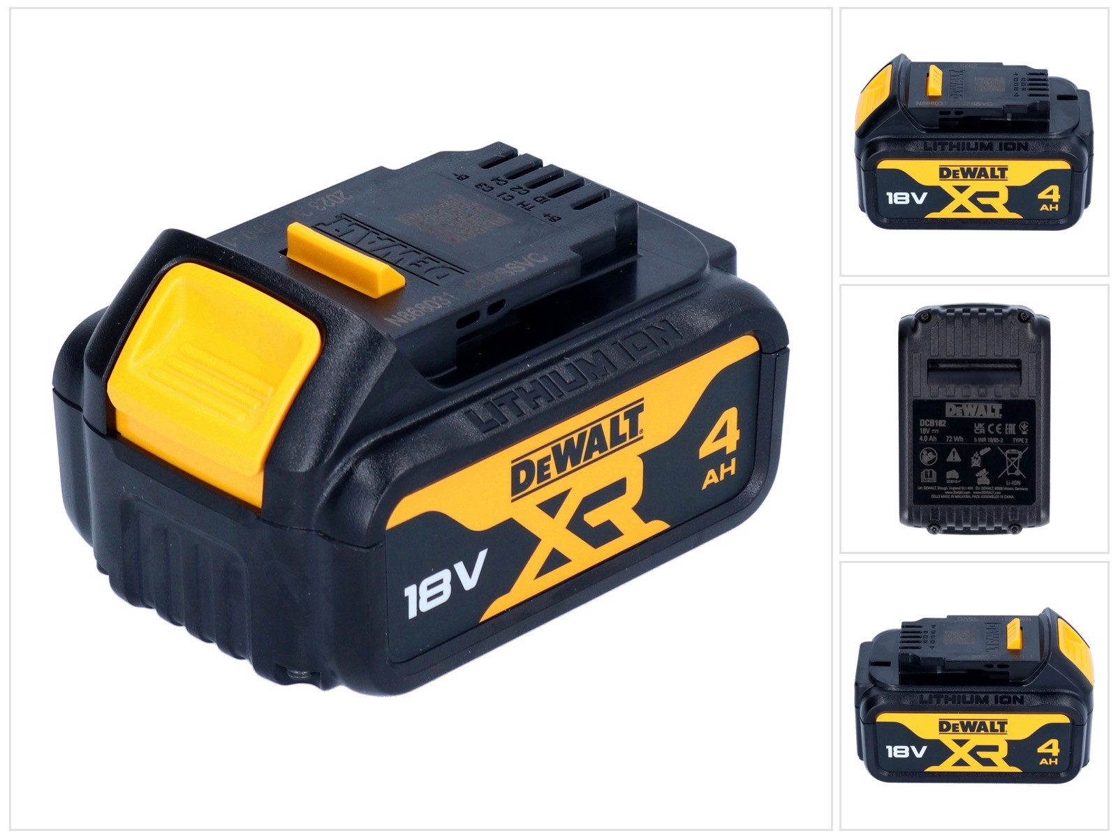 DeWalt DCB 182 Akkupack 18 V 4,0 Ah / 4000 mAh XR Li-Ion Akku - mit Ladestan Akkupacks