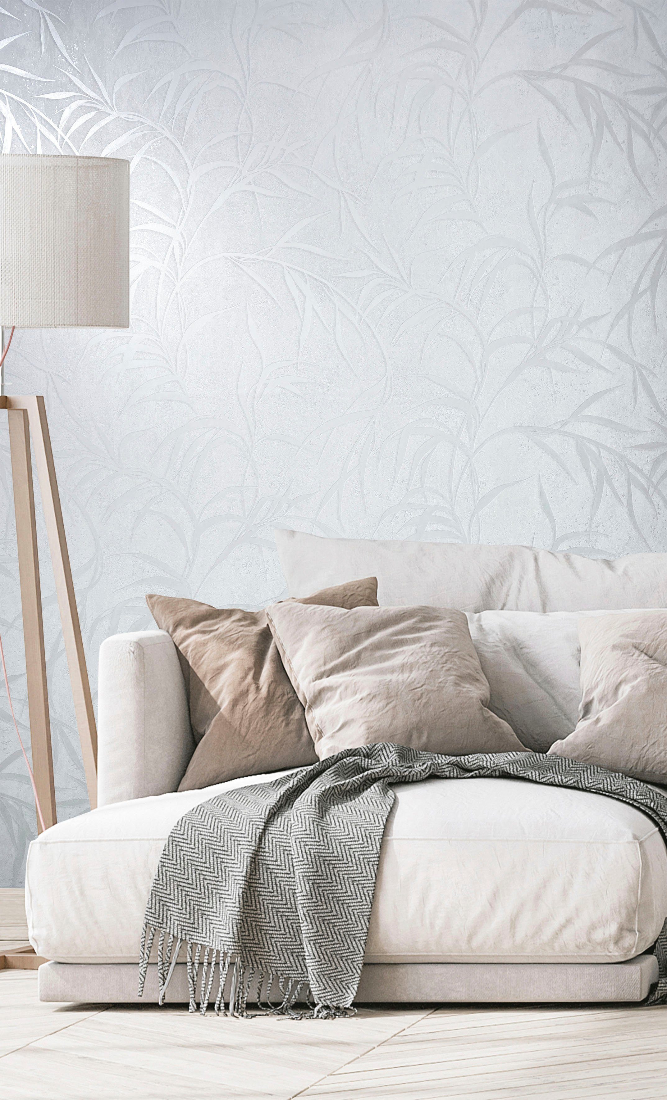 Marburg Vliestapete Fern, strukturiert, glänzend, moderne Tapete für Wohnzimmer Schlafzimmer Küche