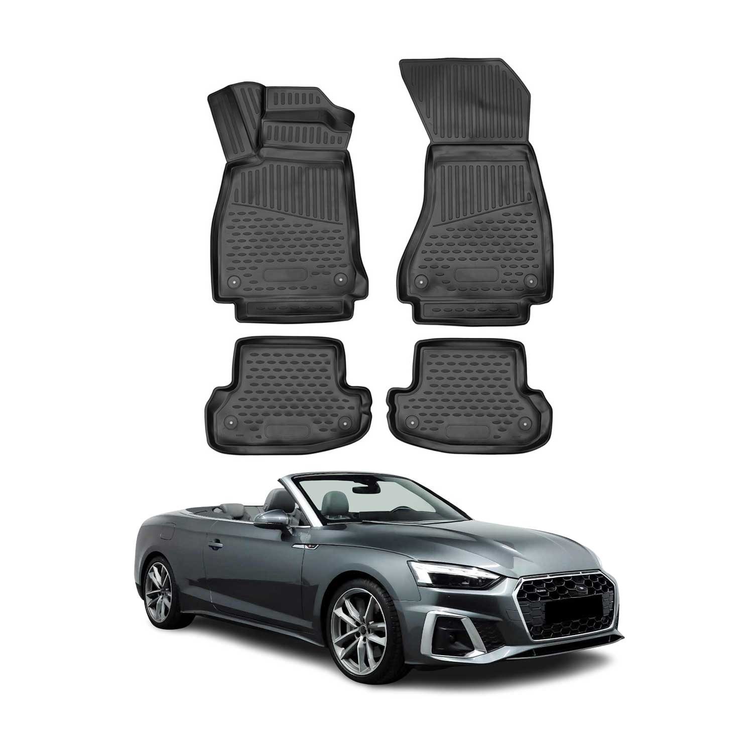 Auto-Fußmatten für Audi A5 F5P Coupe Cabriolet 2016-2024 Schwarz 4 tlg