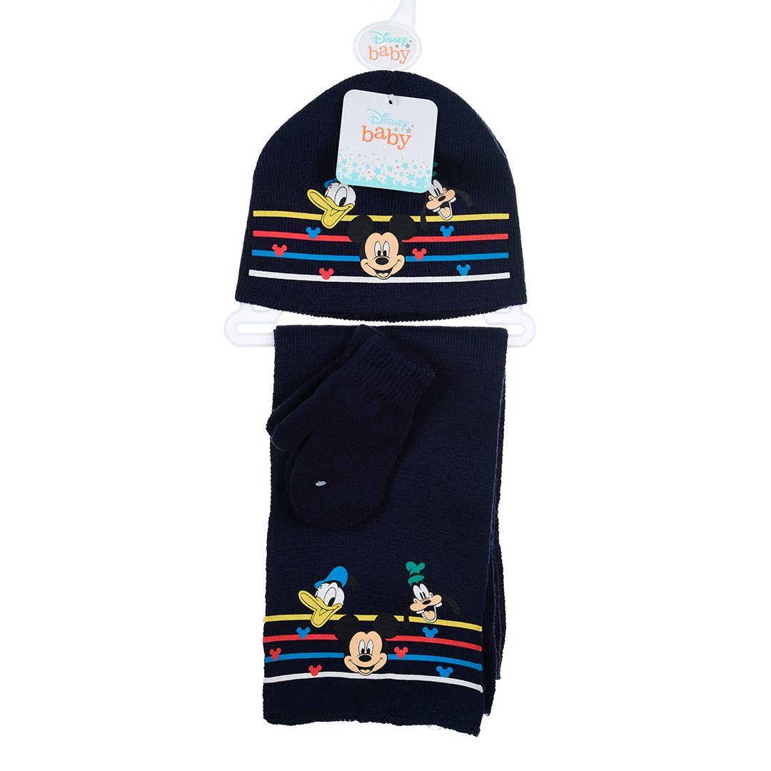 Disney Baby Ballonmütze Disney Baby Mickey Maus 3tlg Set Wintermütze Schal plus Handschuhe (3-St) Gr. 48 bis 50