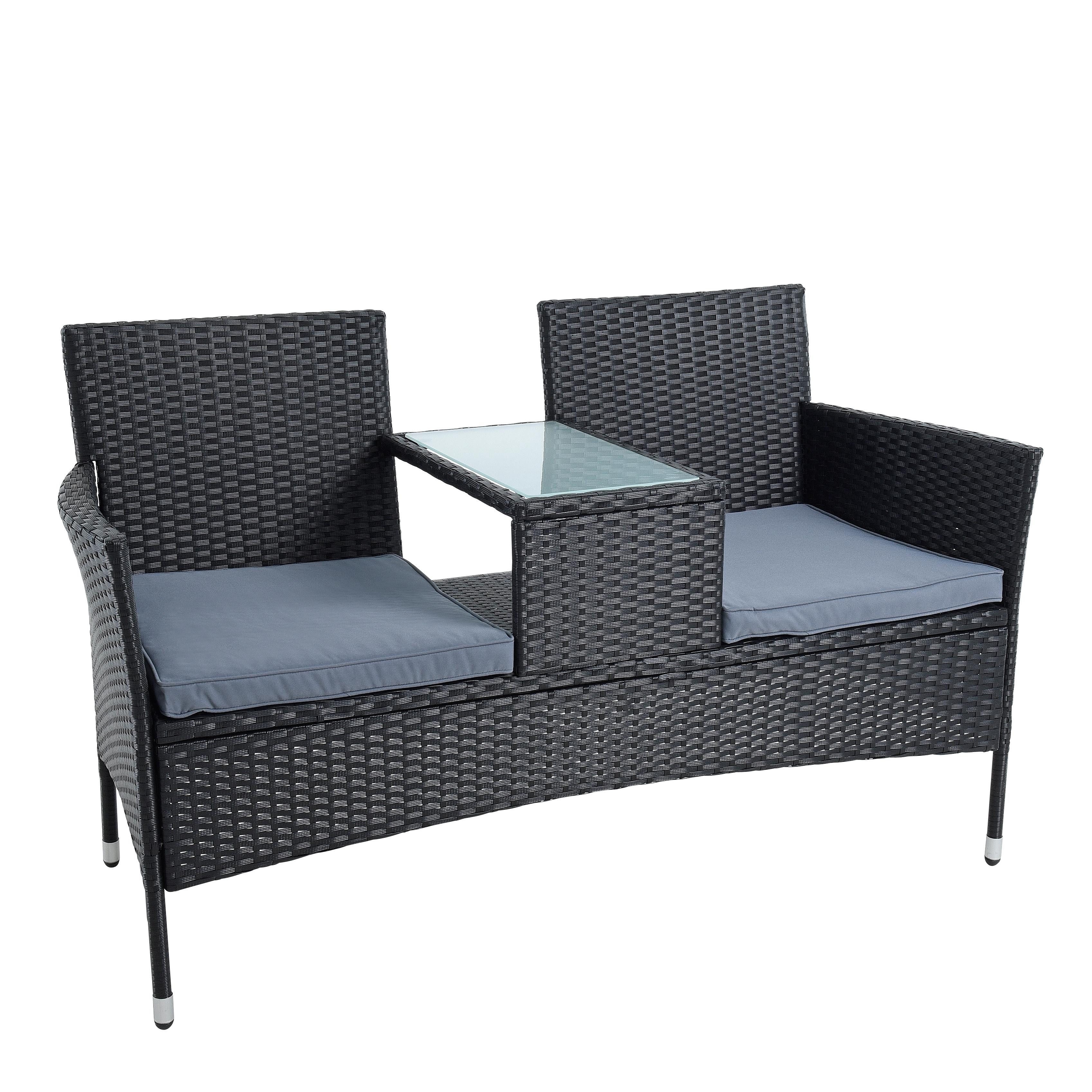 ESTEXO Sitzgruppe Polyrattan Gartenbank Rattan Sitzbank 2-Sitzer Gartenmöbel Balkonmöb – Bild 5 von 5