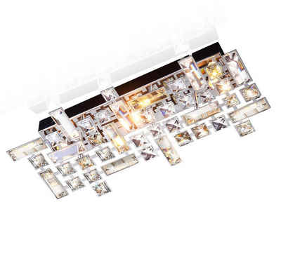 Lewima Deckenleuchte Design Deckenlampe Glas Kristall Silber, 42x20x10cm 3xG9 LED wechselbar Lichtfarbe und Stärke beliebig, Warmweiß/Kaltweiß möglich, K9 glitzernd funkelnde Glaskristalle - absolute Brillanz