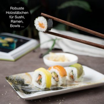 Moritz & Moritz Tafelservice Moritz & Moritz Gourmet - Sushi Set 10 teilig Marmor Schwarz / Gold (8-tlg), 2 Personen, Geschirrset für 2 Personen