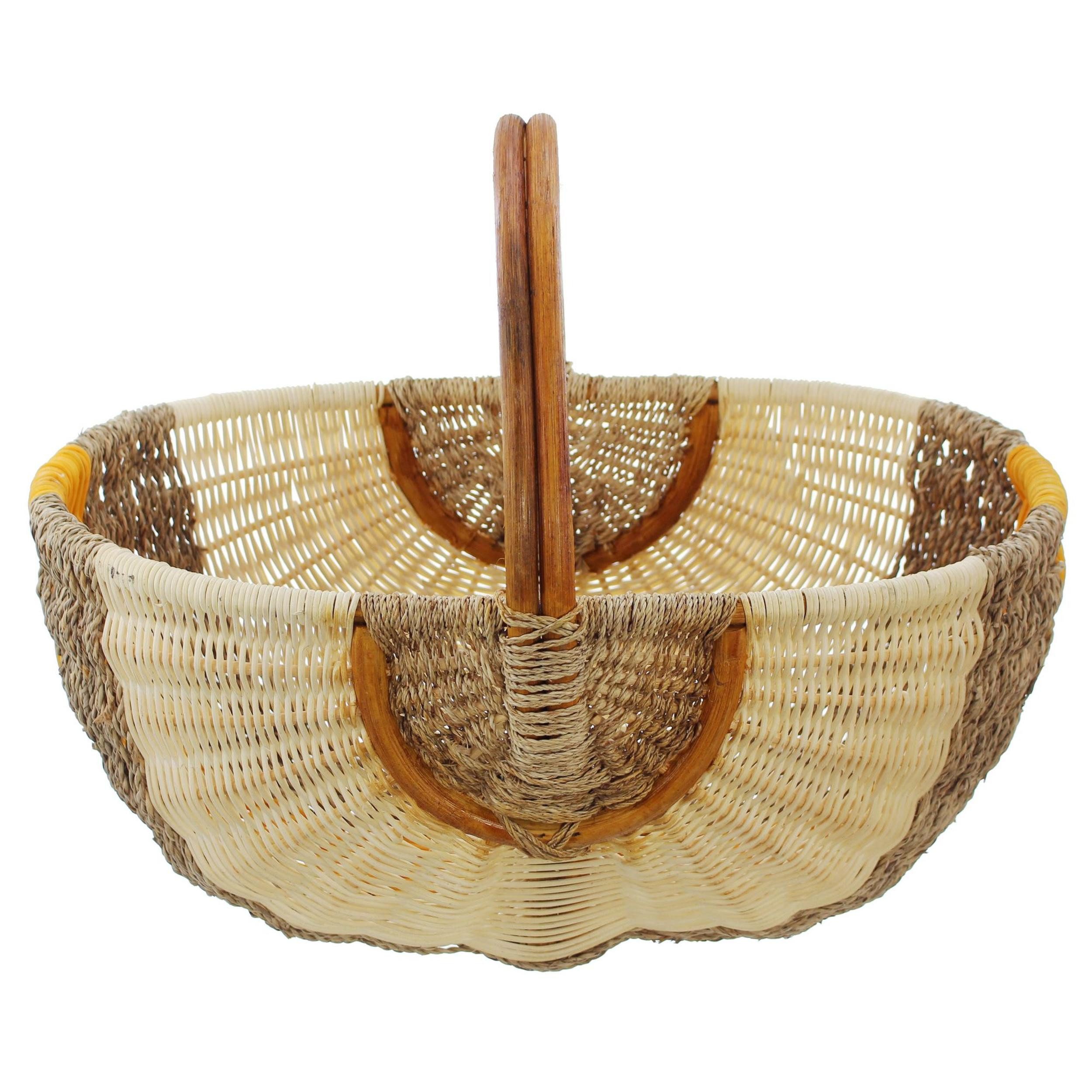 Frank Flechtwaren Flechtkorb Einkaufskorb Seegras & Rattan orange/natur
