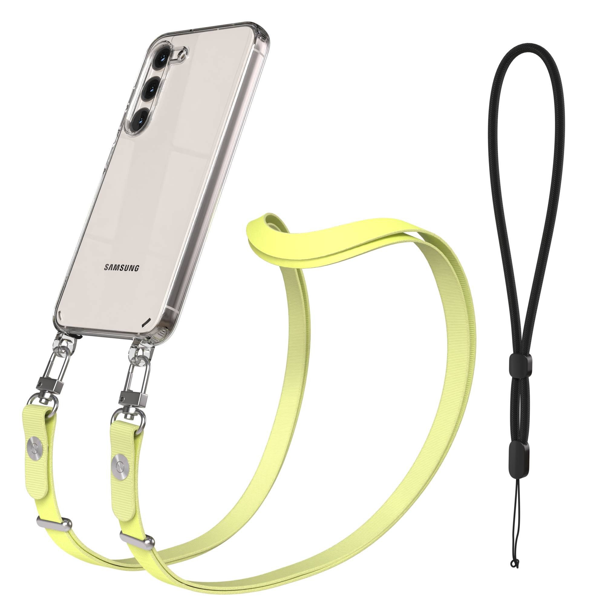 EAZY CASE Handykette für Samsung Galaxy S23 Handyhülle mit Handyband magnetisch, Smartphone Kette in Gelb verstellbar bis 1,90 m mit Magnetband