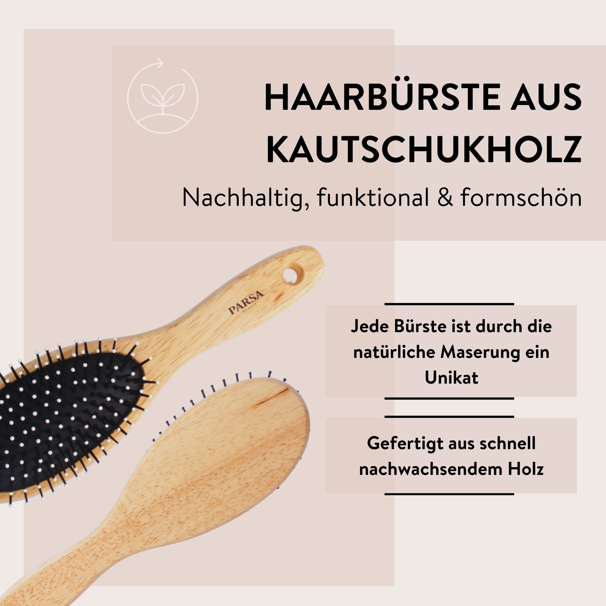 PARSA Beauty Haarbürste Essential Holz-Haarbürste, Vitalisierende Massage & Sanftes Entwirren