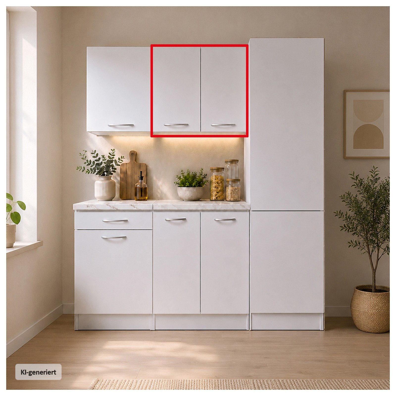 HTI-Living Hängeschrank Küchenhängeschrank Jenna Weiß 60 cm (1 Stück, 1-St., 1 Küchenhängeschrank) Modular erweiterbar, modernes Design, 2 Schrankfächer