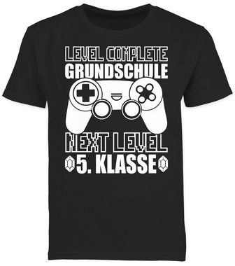 Shirtracer T-Shirt Level complete - Grundschule Next Level 5. Klasse - weiß Einschulung Junge Schulanfang Geschenke