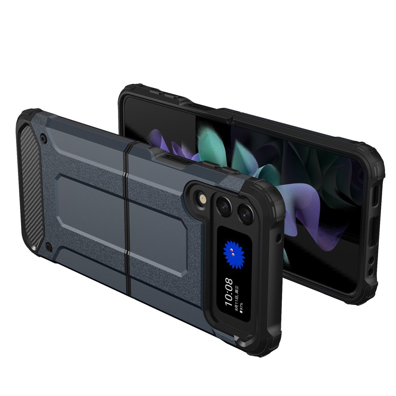 cofi1453 Bumper Hybrid Armor Case Tough Rugged Cover für Samsung Galaxy Z Flip 3
