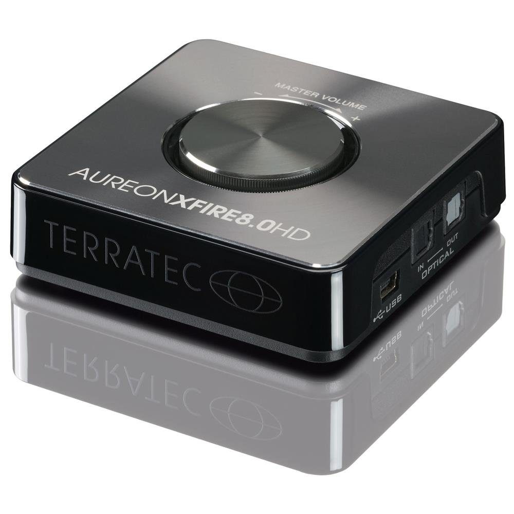 Terratec AUREON XFIRE8.0 HD USB-Soundkarte, USB Externe Soundkarte,  digitaler / optischer Eingang / Ausgang, TOS-Link, Computer, PC, Notebook,  5.1 / 7.1 Soundbox, anlaog und digital, Lautstärkeregler, ASIO Treiber,  hochwertig, inkl. Kabel, schwarz