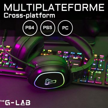 THE G-LAB Korp Promenthium - Kabelloses Gaming-Headset (Ungebundenes Gaming mit herausragendem Stereo-Sound und abnehmbarem, mit NiedrigerLatenz RGB-HintergrundbeleuchtungHochwertigerStereo-Sound)