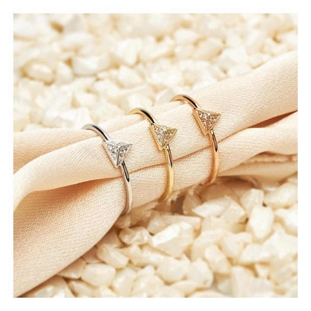 Unique Silberring Filigran mit Zirkonia Dreieck aus Vergoldetem 925er Silber SR0277