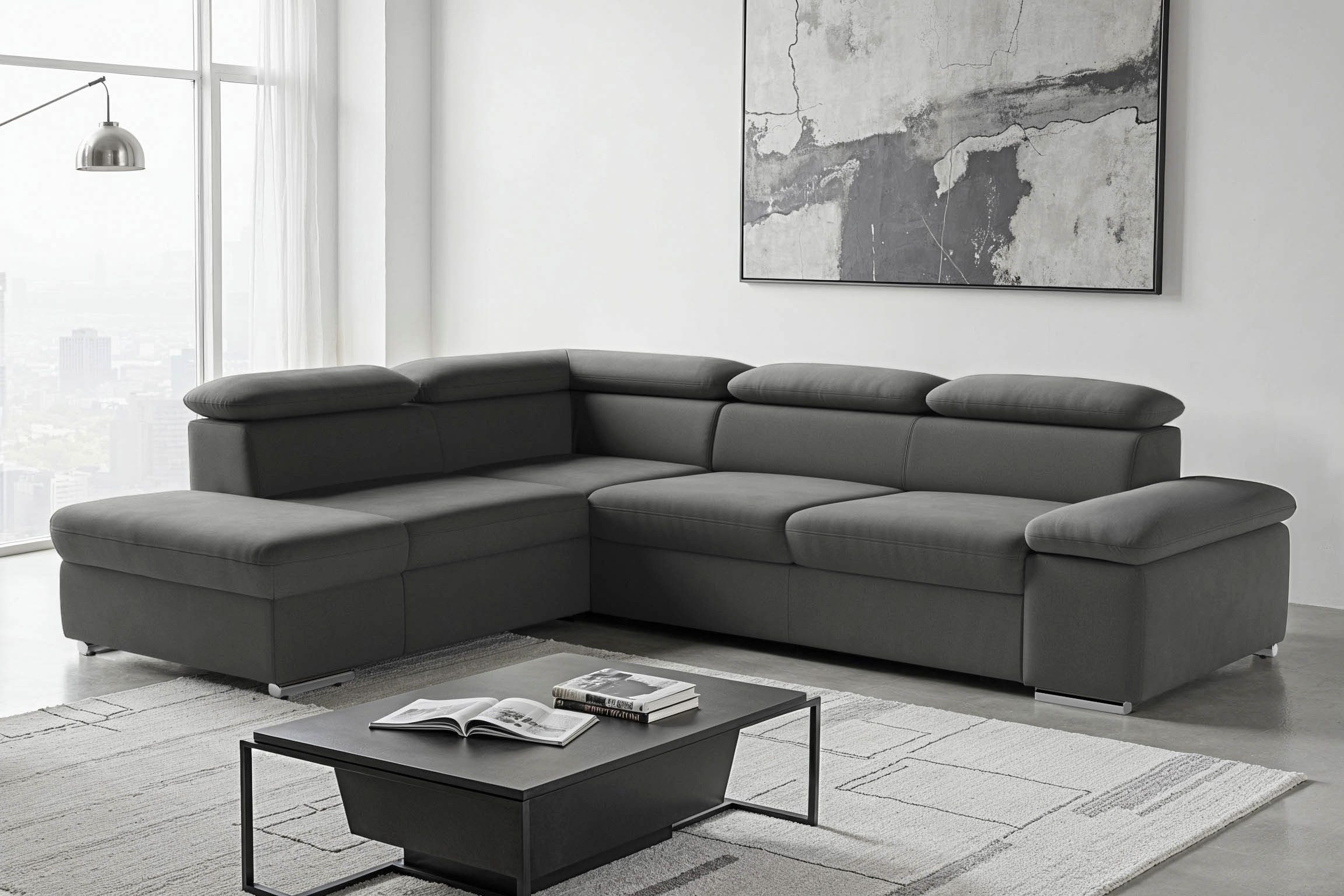 sit&more Ecksofa Valantine L-Form, B: 272 cm, Armteilverstellung, Kopfteilverstellung, optional Schlaffunktion, Komfortsofa, modern