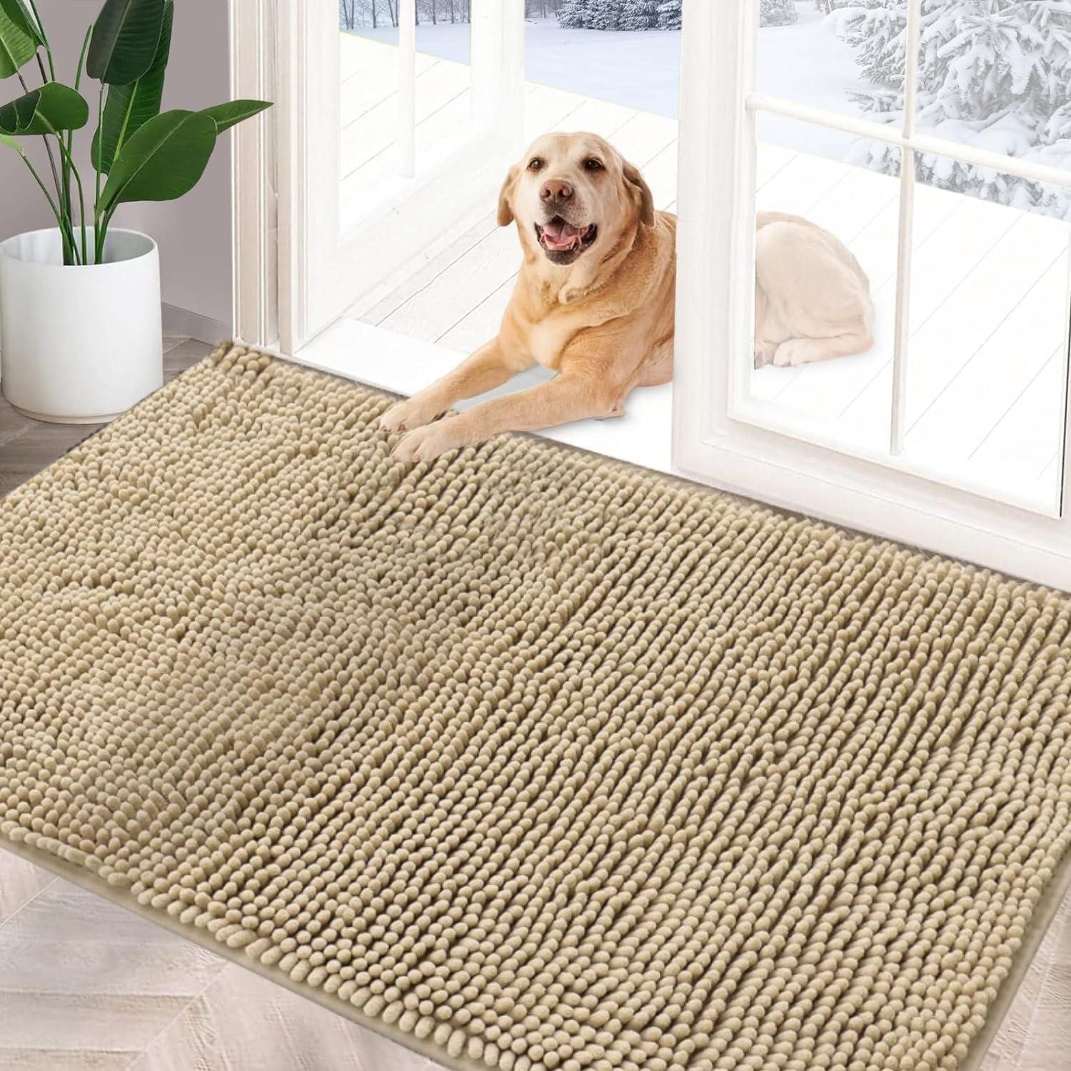 LuxusKollektion Fußmatte Fußmatte Chenille 60x90cm Beige, rechteckig, Höhe: 15 mm