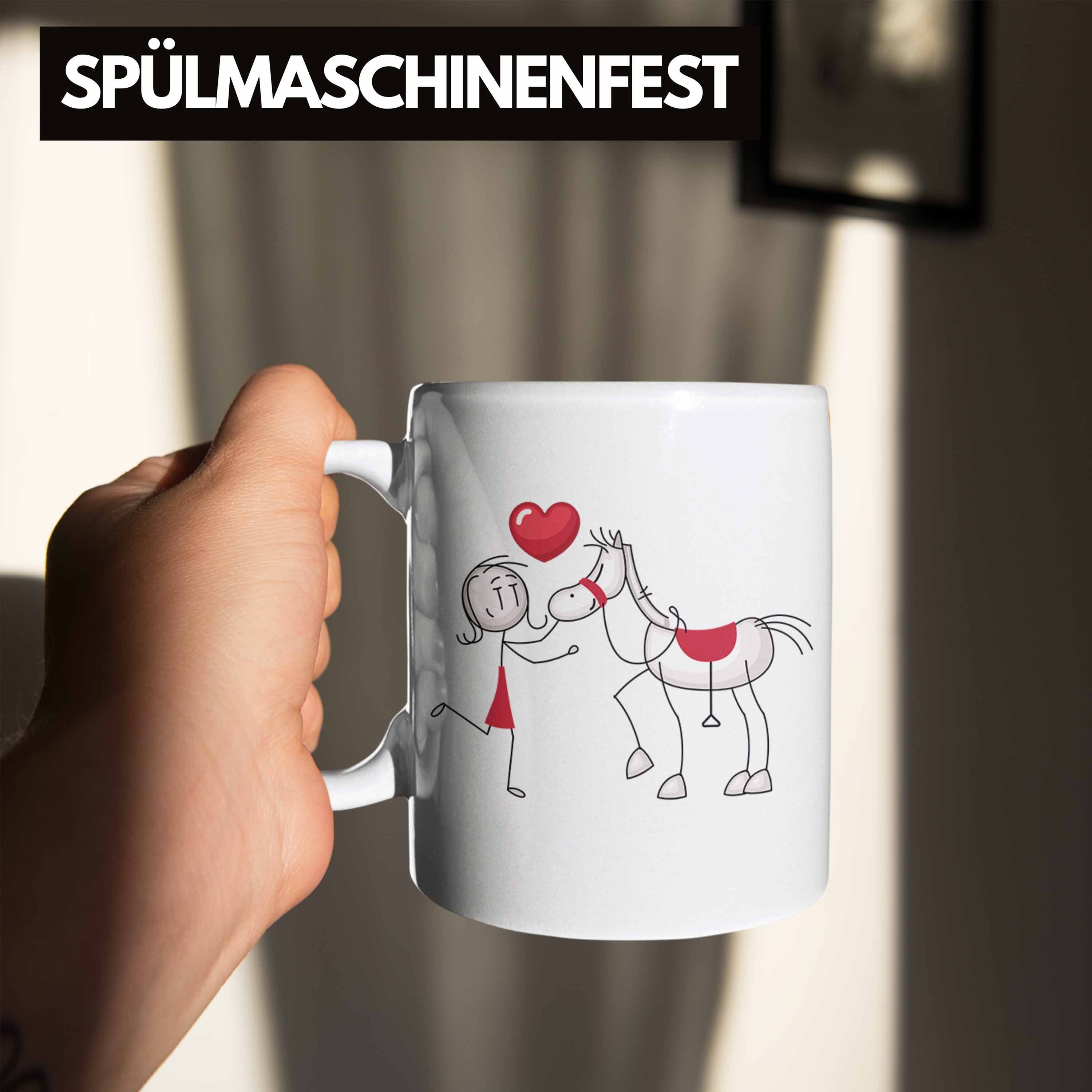 Trendation Tasse Reiterin Pferdeliebhaber Kaffee-Becher für Geschenkidee Geschenk Tasse Weiss