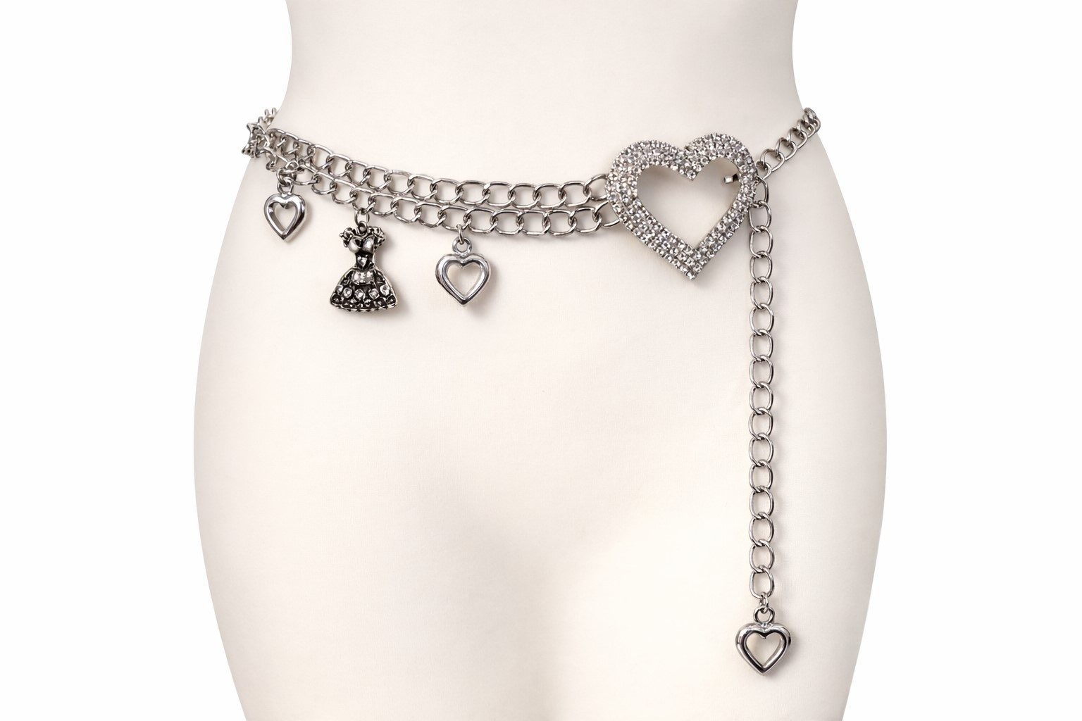 Der Trachtler Kettengürtel Damen Silber Trachtengürtel im Charivari-Style mit Strass