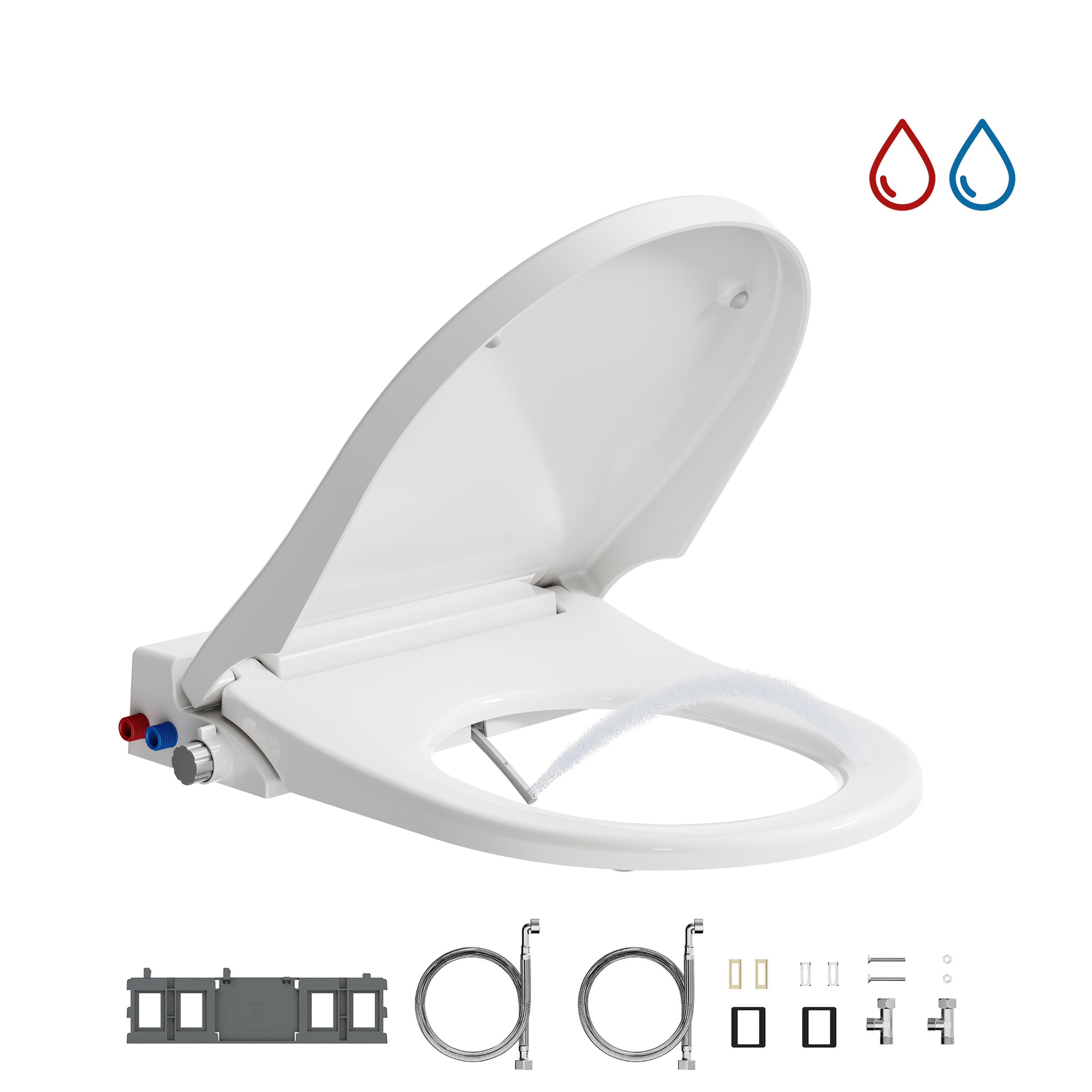 HOROW Dusch-WC-Sitz Toilettendeckel mit Bidet,  Bidet Einsatz (WC-Sitz), Absenkautomatik, Duroplast, zurReinigung abnehmbar