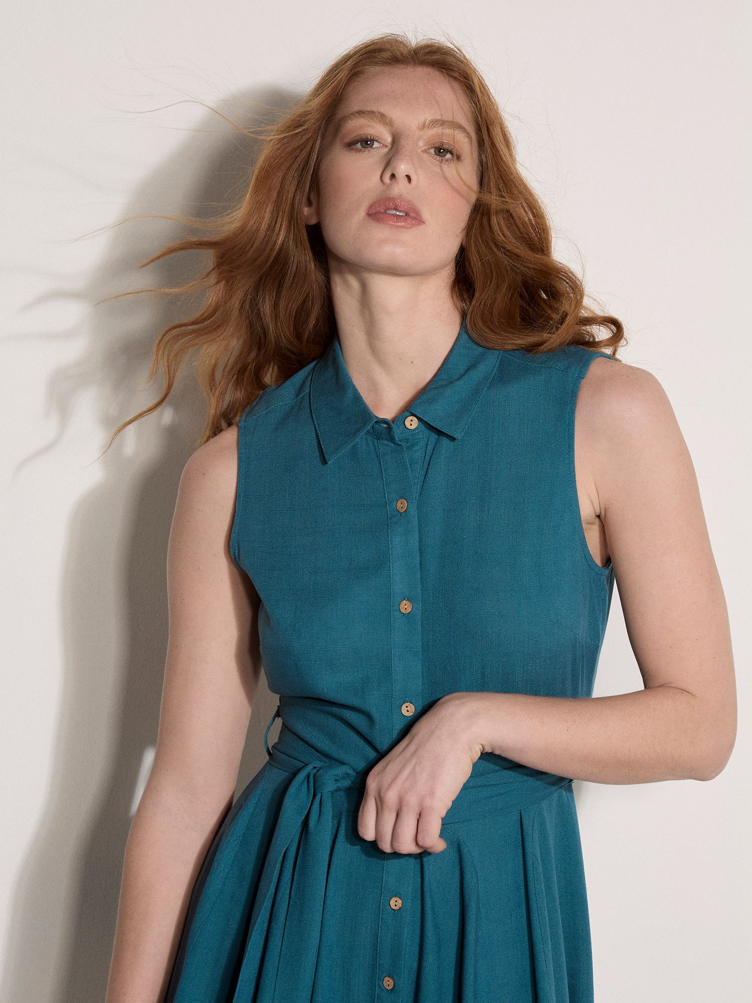 Apricot Minikleid Minikleid aus Leinenmischung