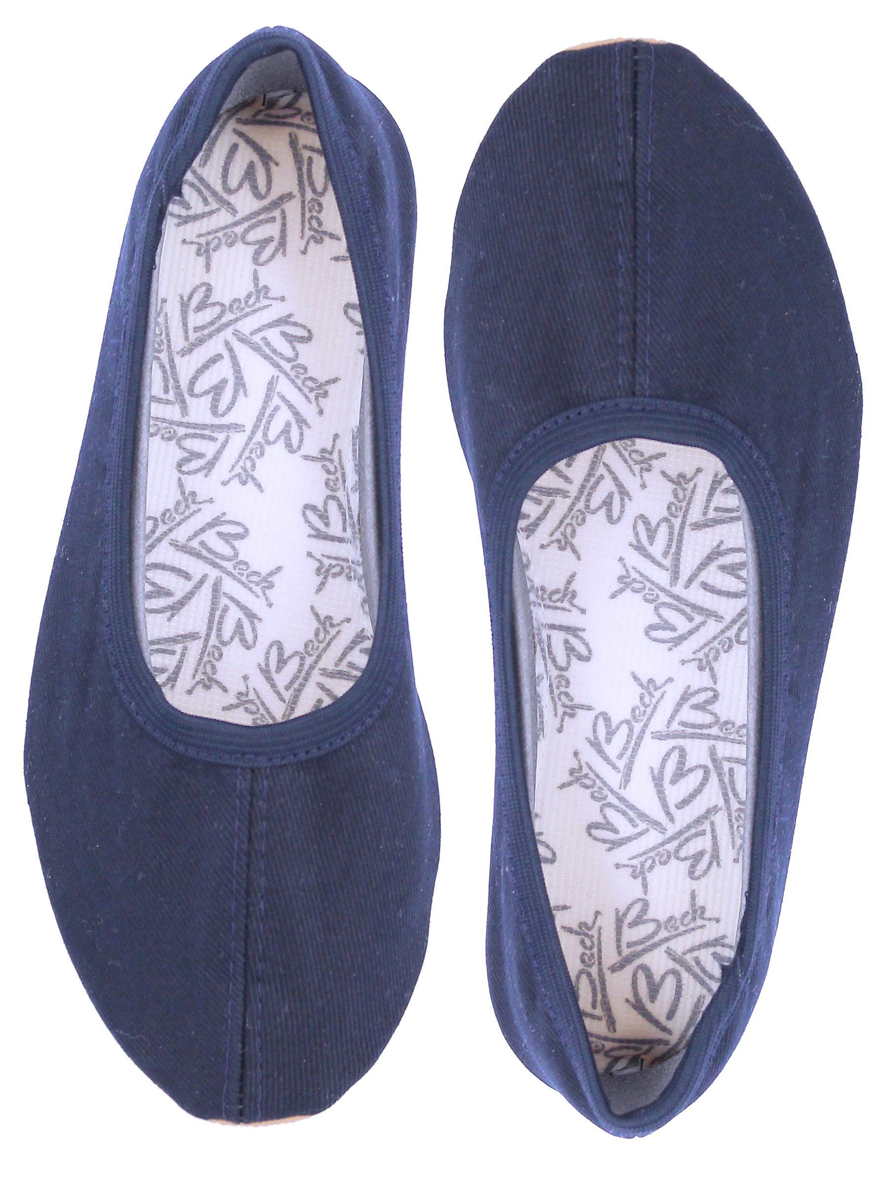 Basic Schläppchen aus 100% Baumwolle mit Gummisohle Gymnastikschuh