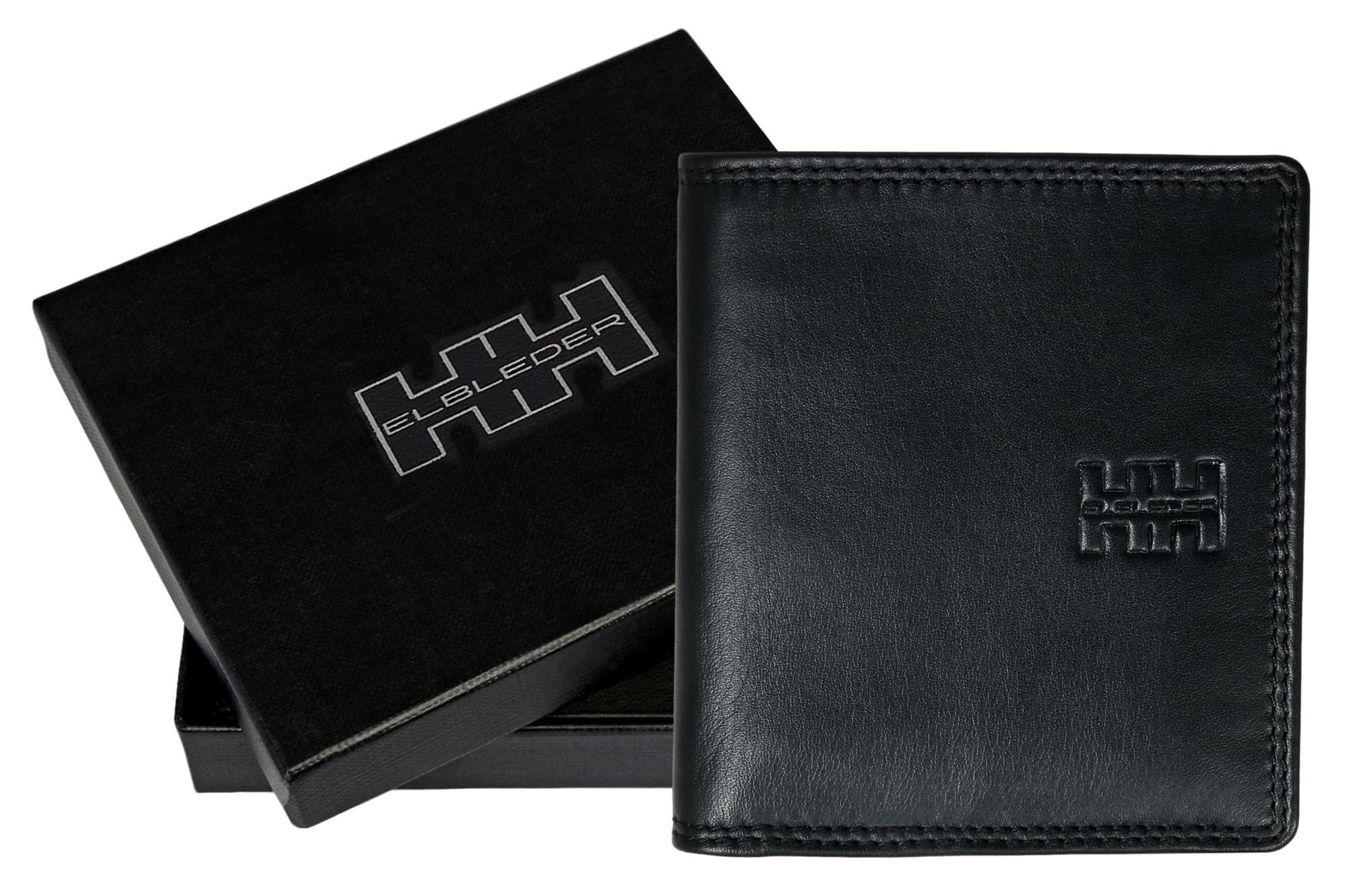 Elbleder Geldbörse Polo 106 Smart Wallet Unisex aus Echtleder, mit 6 Kartenfächern und RFID Schutz Schwarz