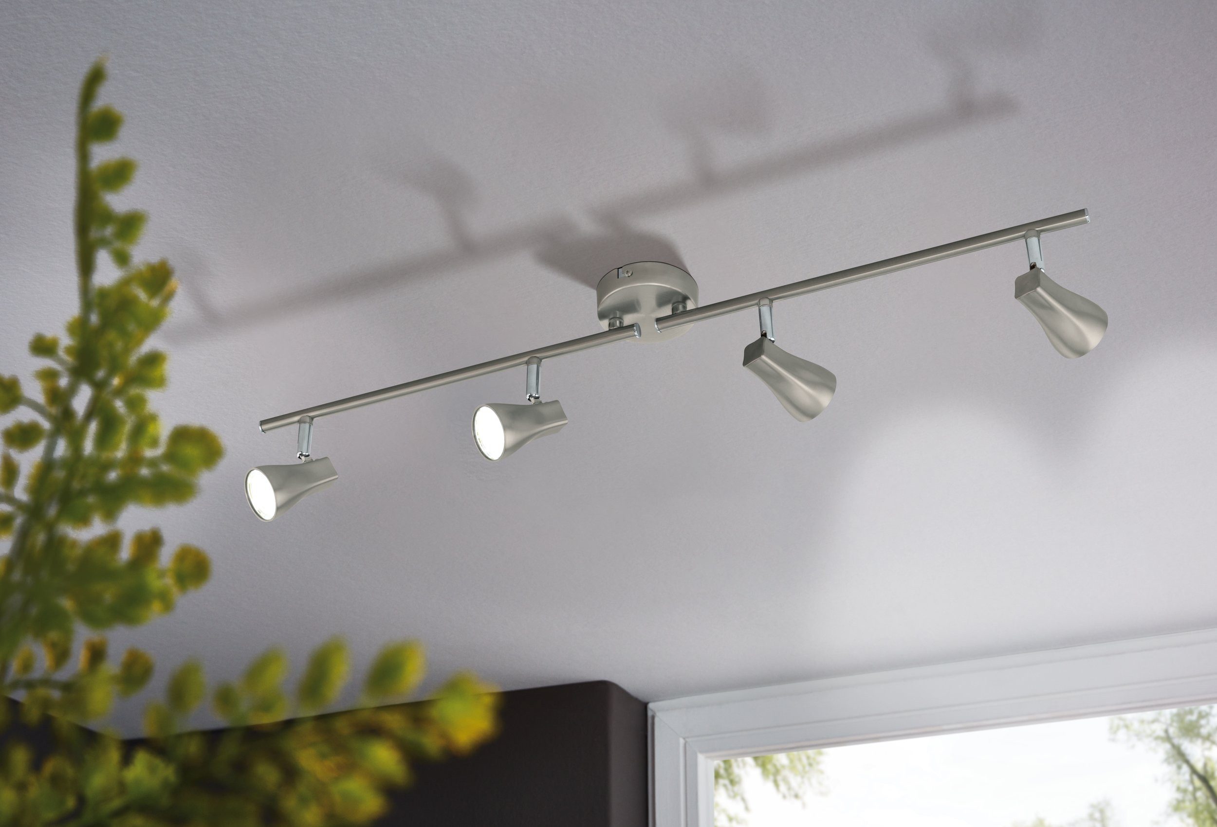 EGLO LED Deckenspot Tiberio 1, Leuchtmittel inklusive, Deckenstrahler aus Stahl und Kunststoff, Flurlampe in nickel-matt