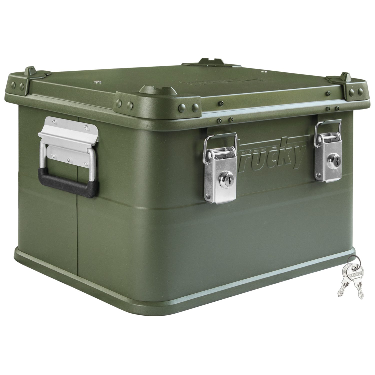 Trucky Allzweckkiste Auswahl 30-140 L Aluminium Box mit Deckel Grün Alukiste Transportbox