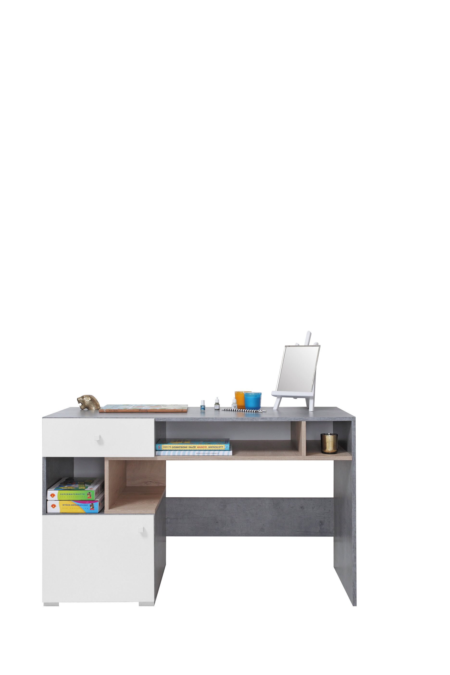 Masseno Schreibtisch GALIA 125 x 76 cm mit 1 Schubladen und 1 Türen Grau