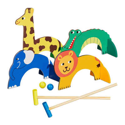 relaxdays Spielzeug-Gartenset Krocket Spiel für Kinder im Tier-Design