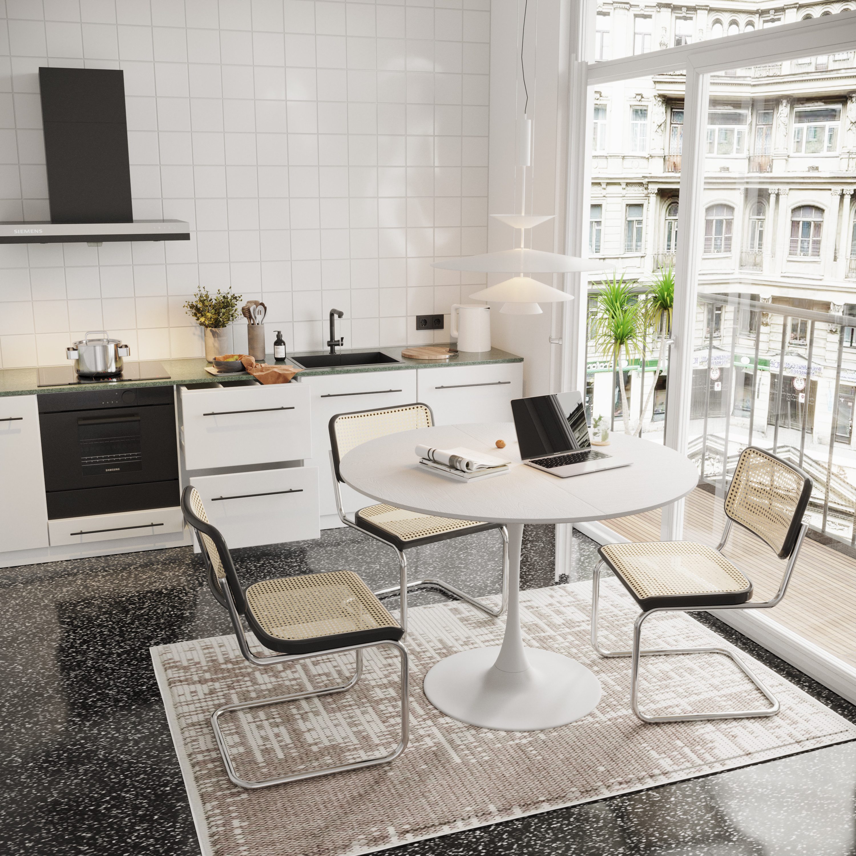 STILVORA Esstisch runder Kaffeetisch,Sofatisch mit vier Patchwork-Tischplat günstig online kaufen