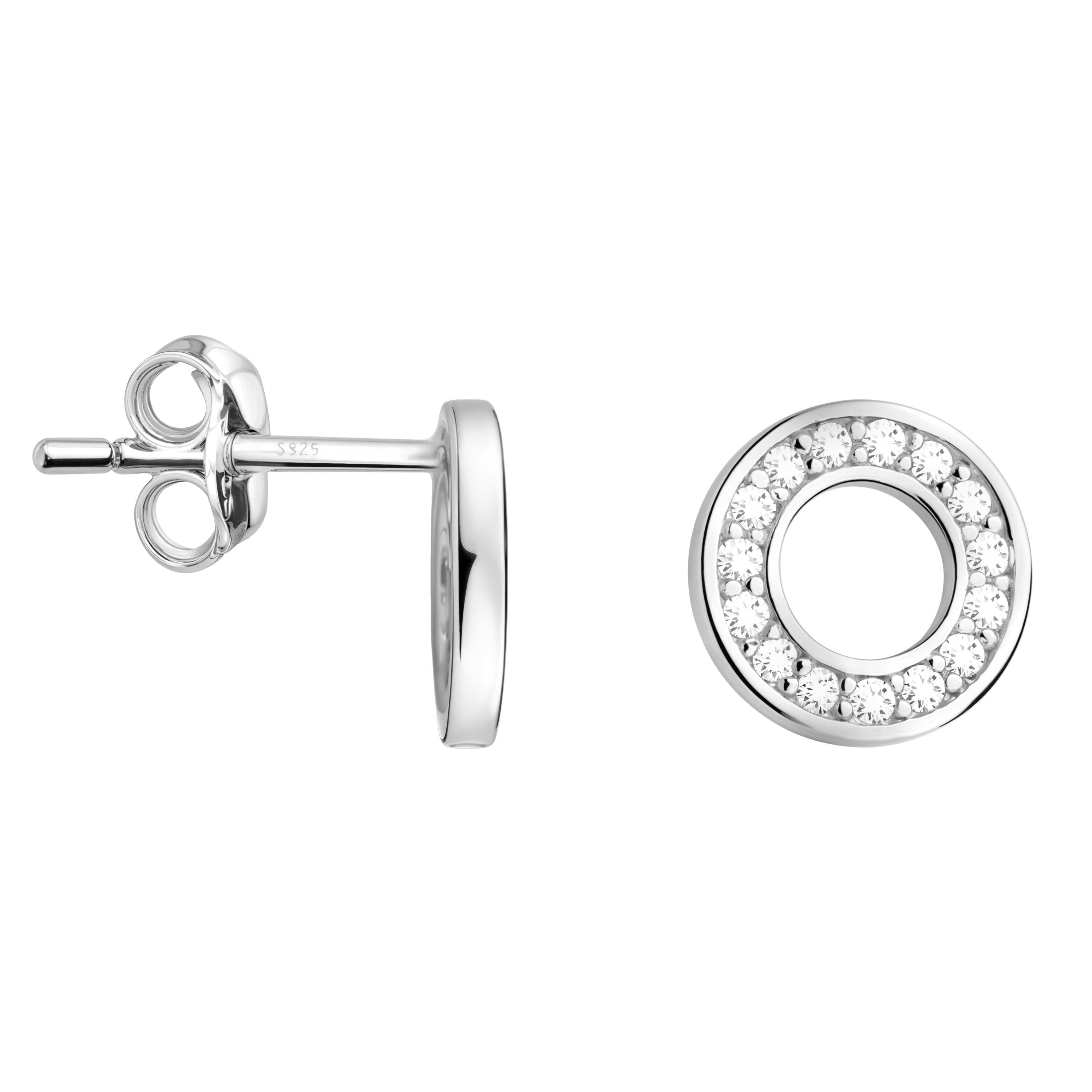 SOFIA MILANI Ohrringe 925 Silber – Mit Zirkonia Steinen, Kreis-Design, In Geschenkbox