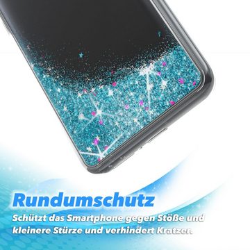 EAZY CASE Handyhülle Liquid Glittery Case für Xiaomi Mi 11 Ultra 6,81 Zoll, Gloss Slimcover Girly Backcover Bling Phone Case kratzfeste Cover Blau