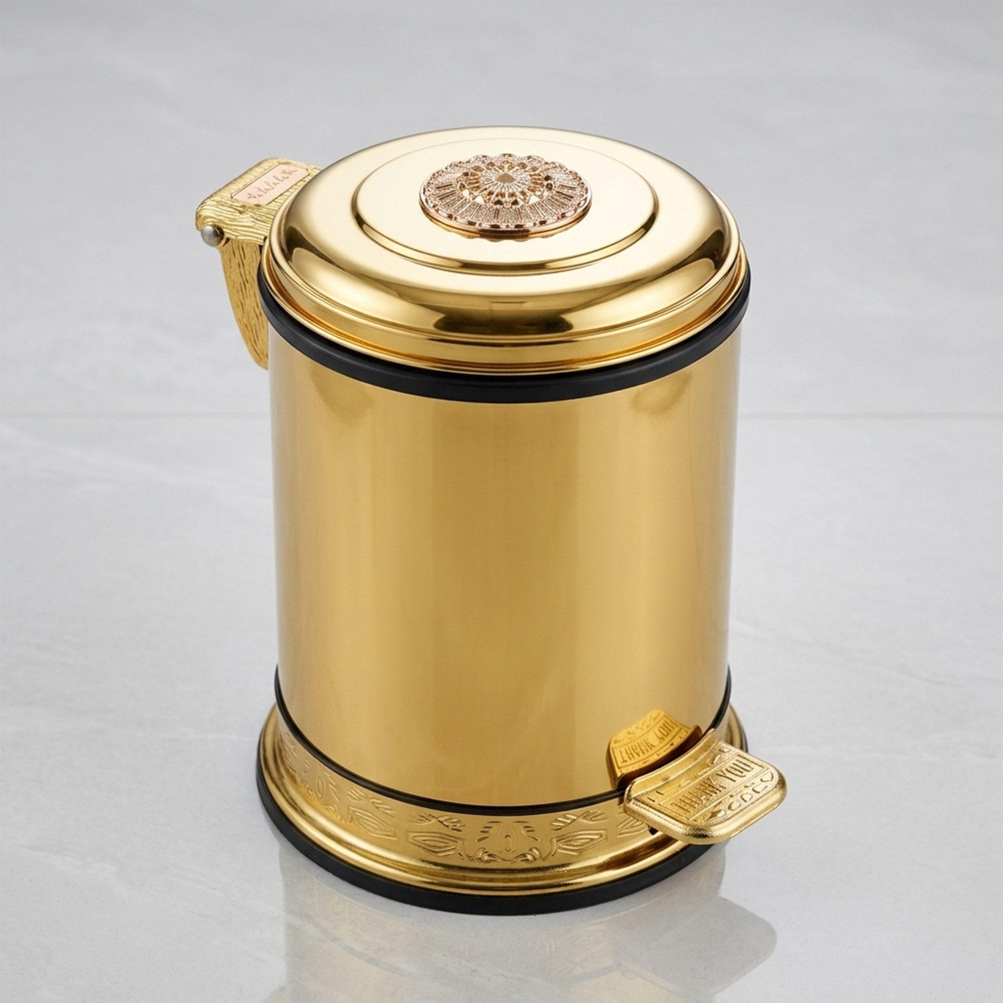 Belle Arti Mülleimer Treteimer, Edelstahl, goldfarben, mit Fußpedal, 6 l oder 10 l, Edelstahl-Treteimer in Gold mit Fußpedal, 6L/10L