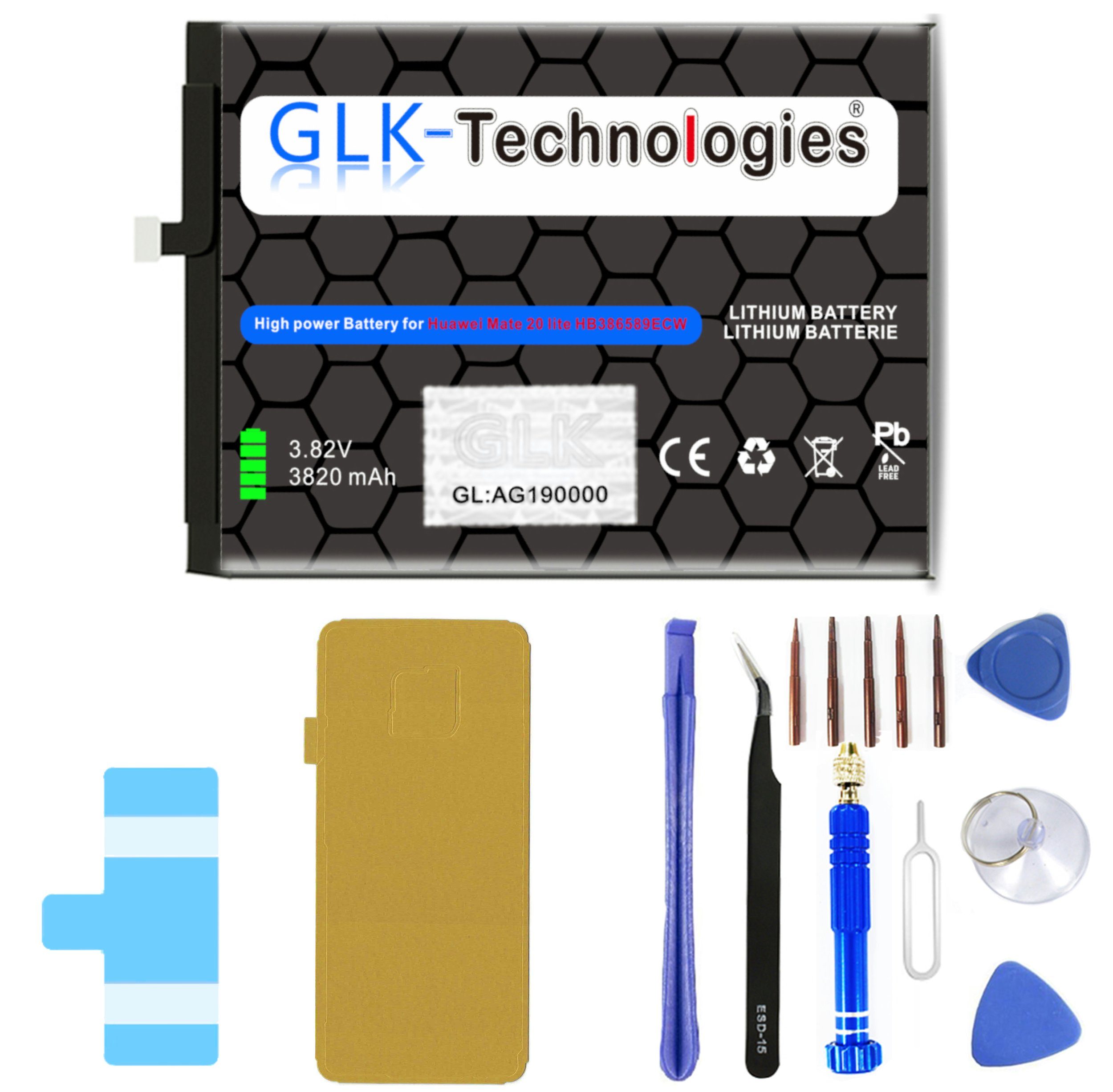 GLK-Technologies High Power Ersatz inkl. / Kit für P10 20 / Set Smartphone-Akku (3,8 Profi Werkzeug 3820 Lite Plus V) Mate Akku mAh Honor Huawei