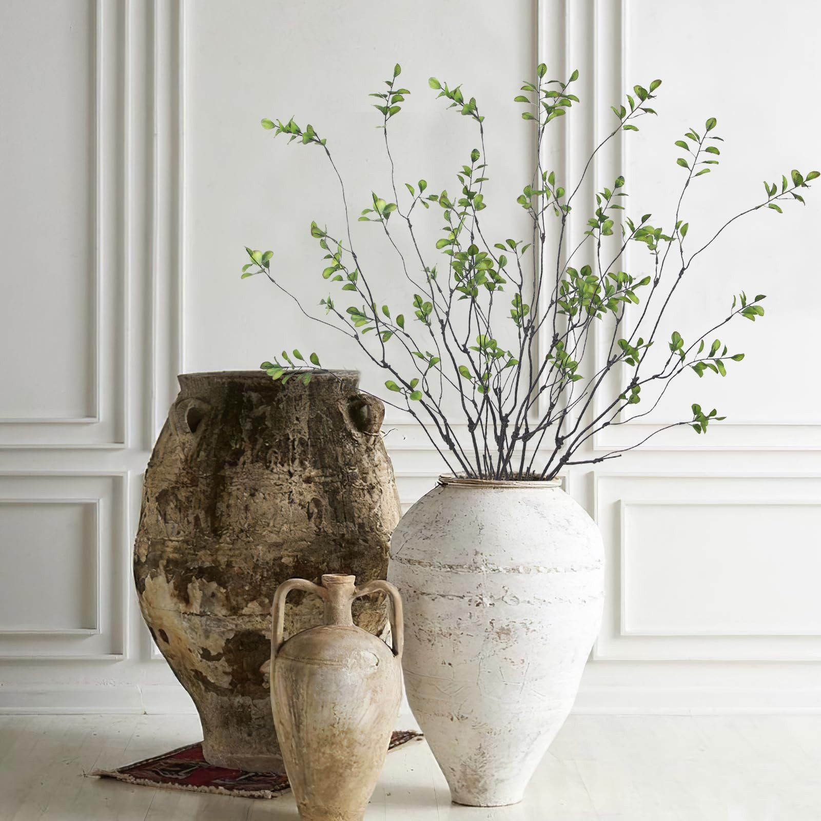 Kunstzweig Künstliche Zweige 4er Set 97 cm grüne Deko Äste für Vase Wohnzimmer, FOUORTUNATE-BEE, Deko Zweige künstlich 97 cm 4 Stück für Vase Tisch Büro Hochzeit Party