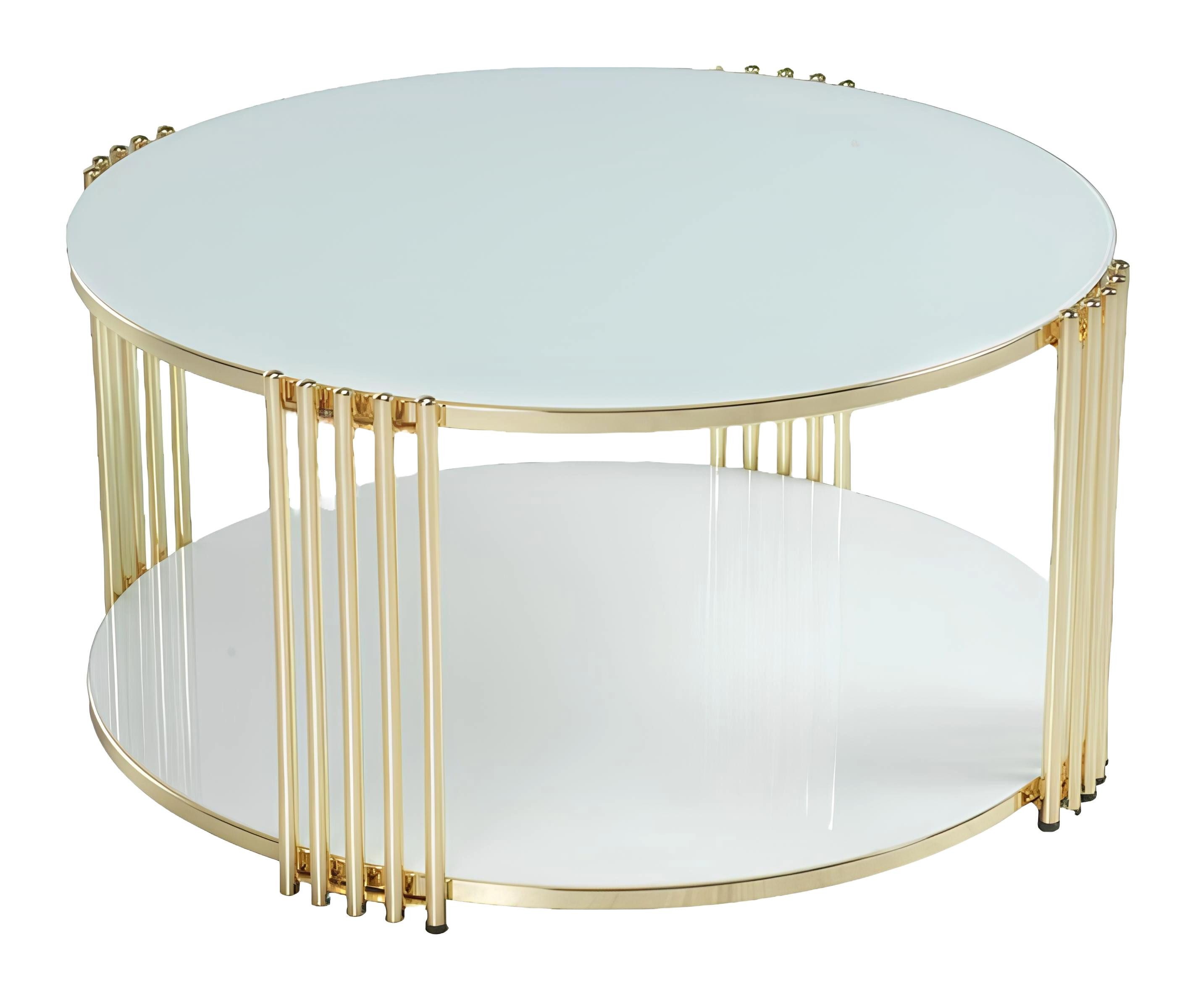 Xlmoebel Couchtisch Runder Couchtisch aus weißem Metall im eleganten Design (Couchtisch), Hergestellt in Europa