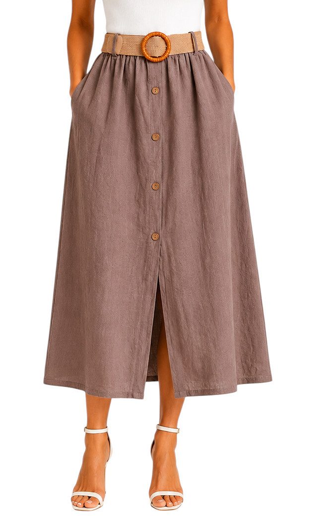 Mississhop Schlupfrock Damen Rock 100 % Baumwolle Dekorative Knopfleiste S/M