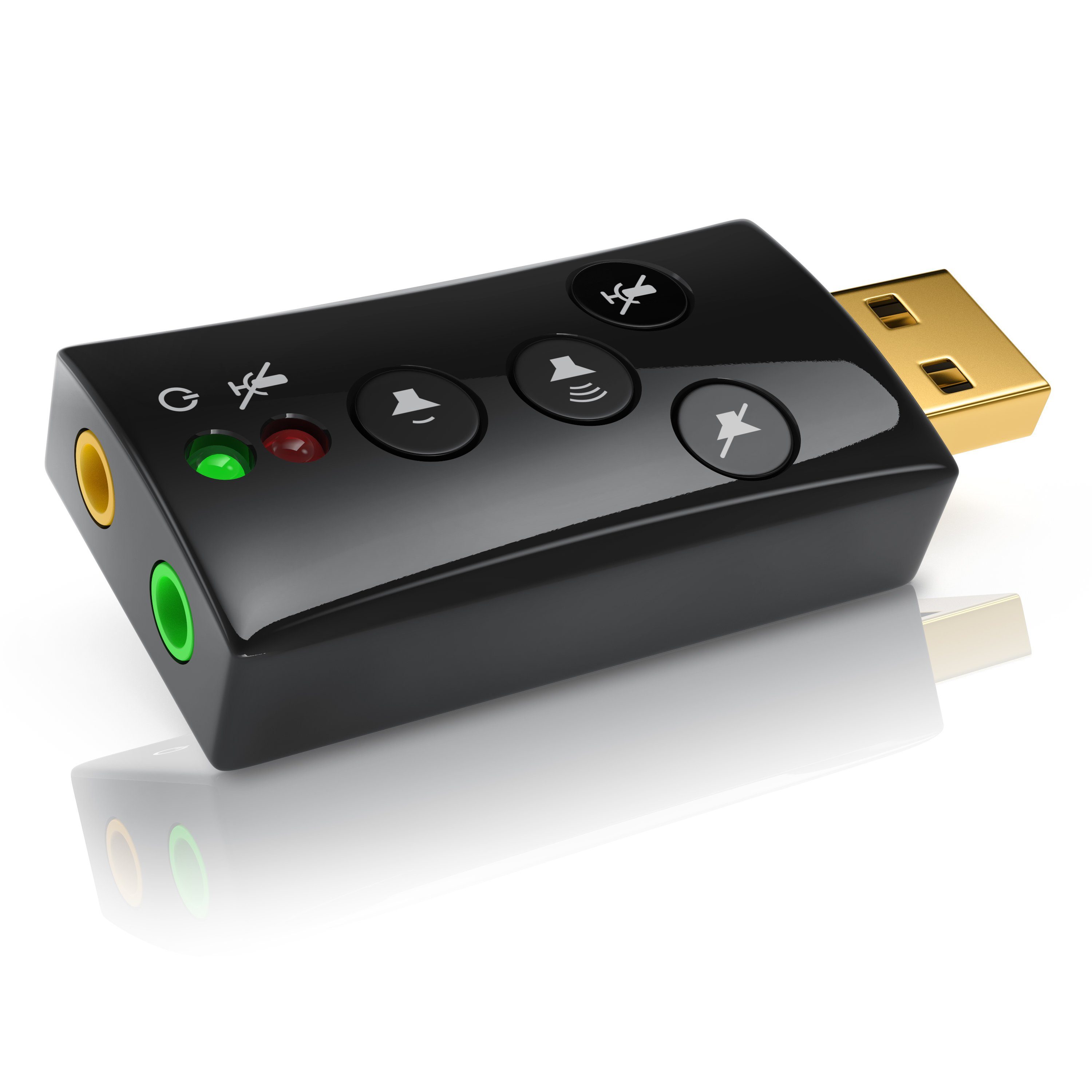 CSL Extern, Virtual Surround, 7.1 Dynamic 3D Stereo Surround Sound USB-Soundkarte 7.1 Surround, Sound Card mit Funktionstasten, Lautstärkeregler für PC, Tablet & Mac